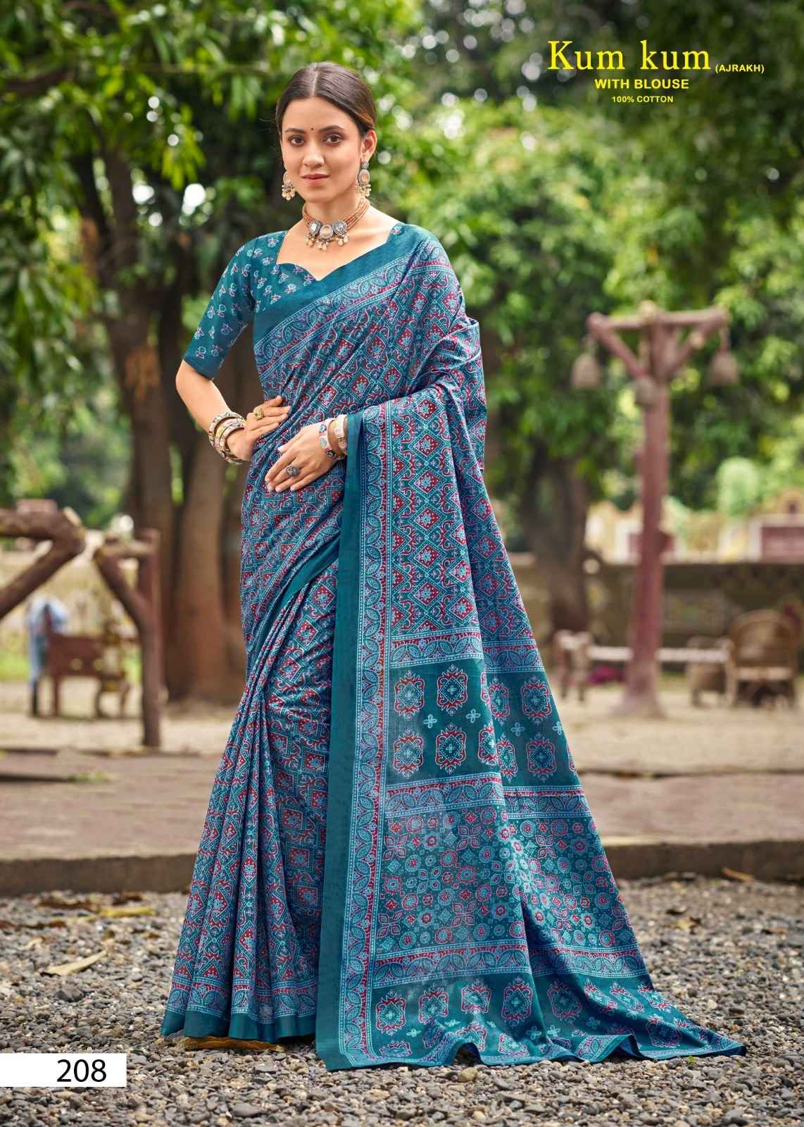 LAKHANI KUM KUM AJRAKH VOL-02 PURE COTTON PRINTED SAREE AT WHOLESALE PRICE