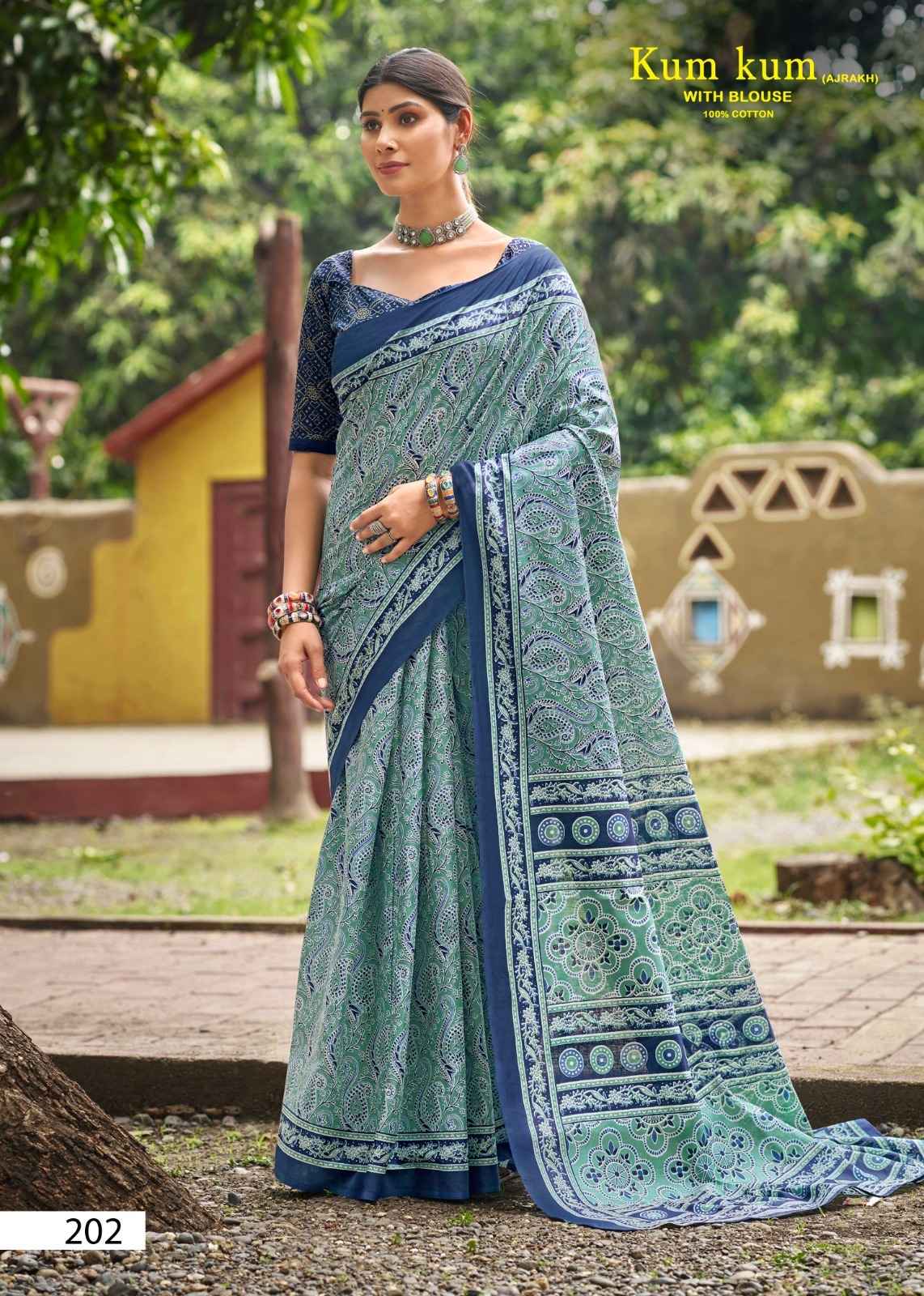 LAKHANI KUM KUM AJRAKH VOL-02 PURE COTTON PRINTED SAREE AT WHOLESALE PRICE