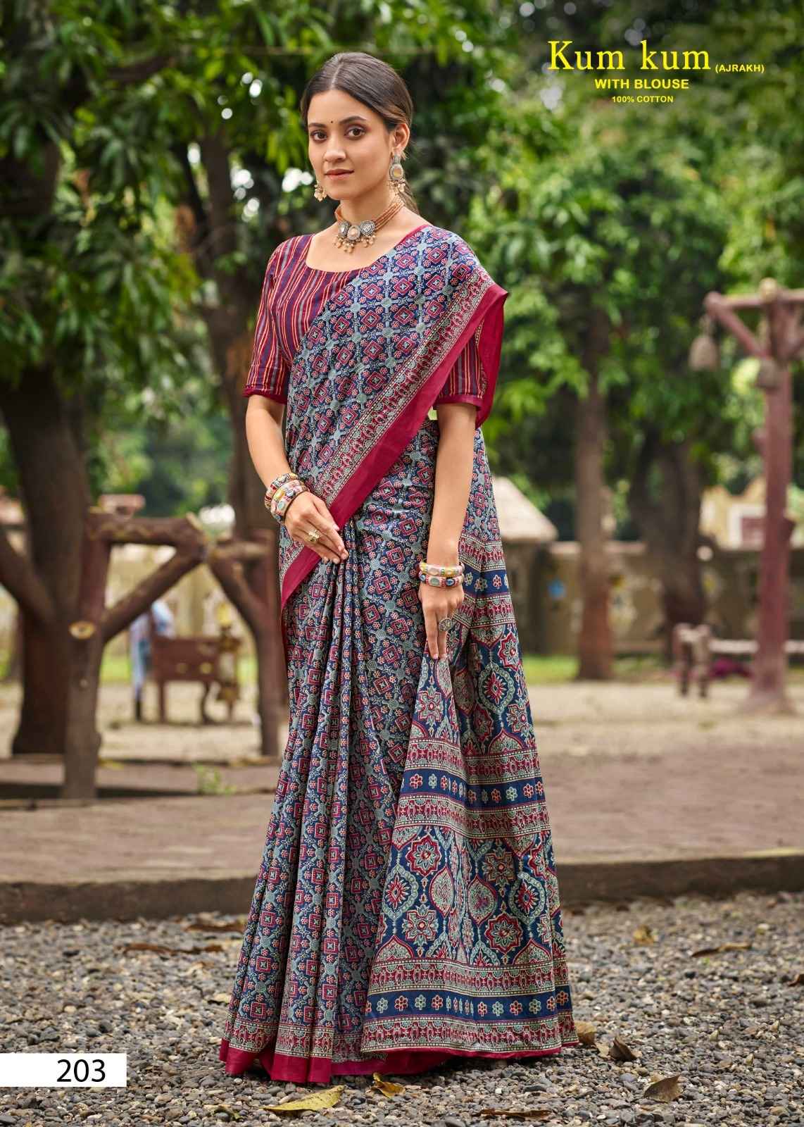 LAKHANI KUM KUM AJRAKH VOL-02 PURE COTTON PRINTED SAREE AT WHOLESALE PRICE
