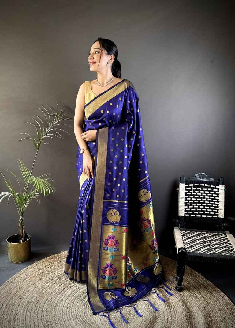 LICHI SILK PAITHANI GOLD JARI WEAVING SAREE AT WHOLESALE PRICE