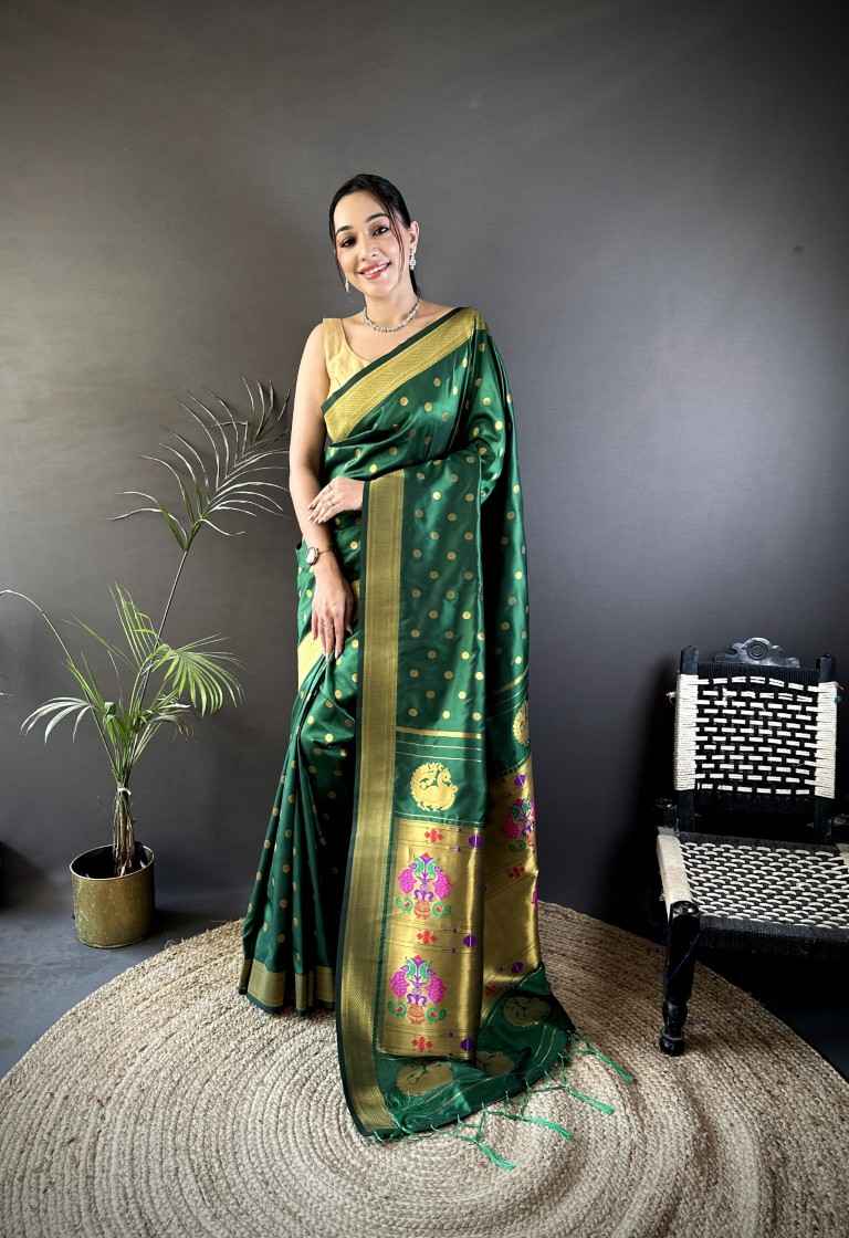 LICHI SILK PAITHANI GOLD JARI WEAVING SAREE AT WHOLESALE PRICE