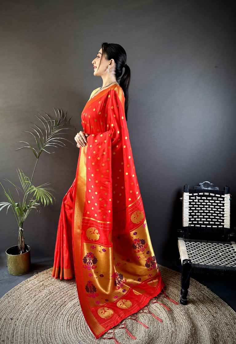 LICHI SILK PAITHANI GOLD JARI WEAVING SAREE AT WHOLESALE PRICE