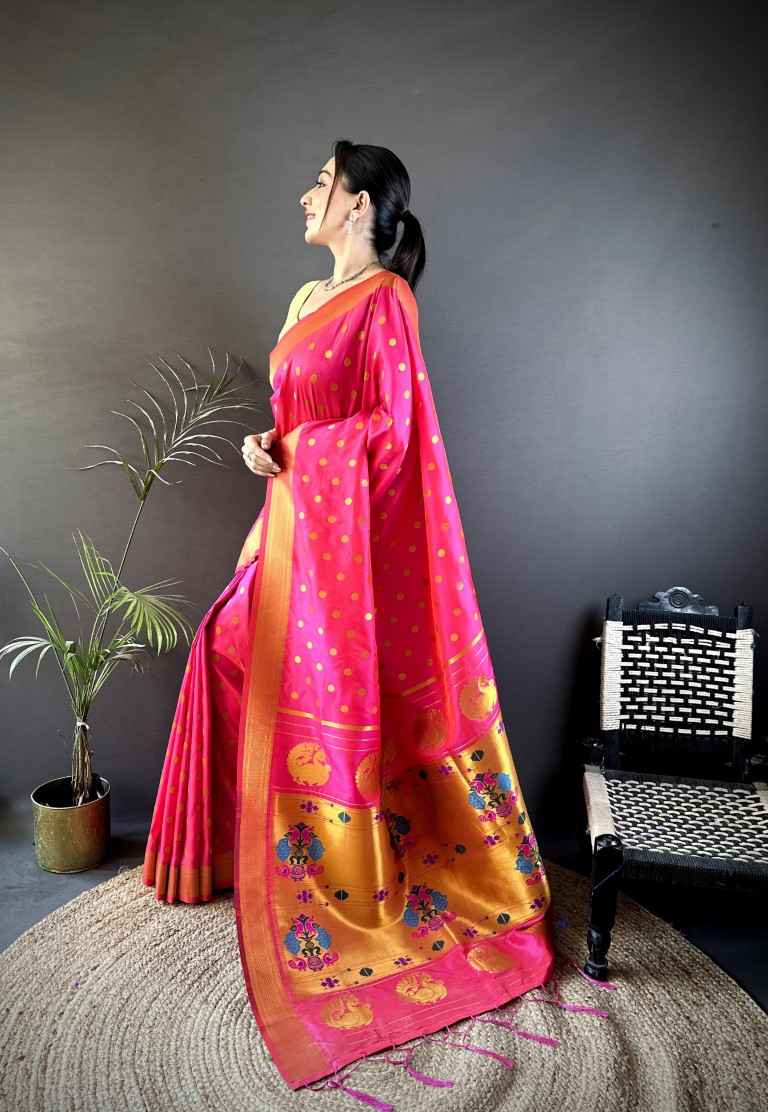 LICHI SILK PAITHANI GOLD JARI WEAVING SAREE AT WHOLESALE PRICE