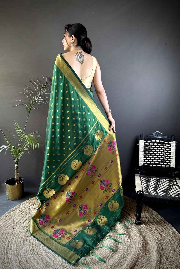 LICHI SILK PAITHANI GOLD JARI WEAVING SAREE AT WHOLESALE PRICE