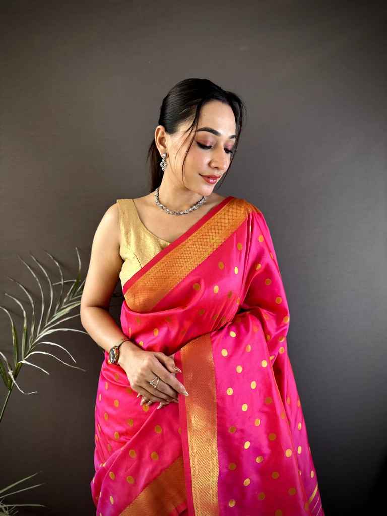LICHI SILK PAITHANI GOLD JARI WEAVING SAREE AT WHOLESALE PRICE