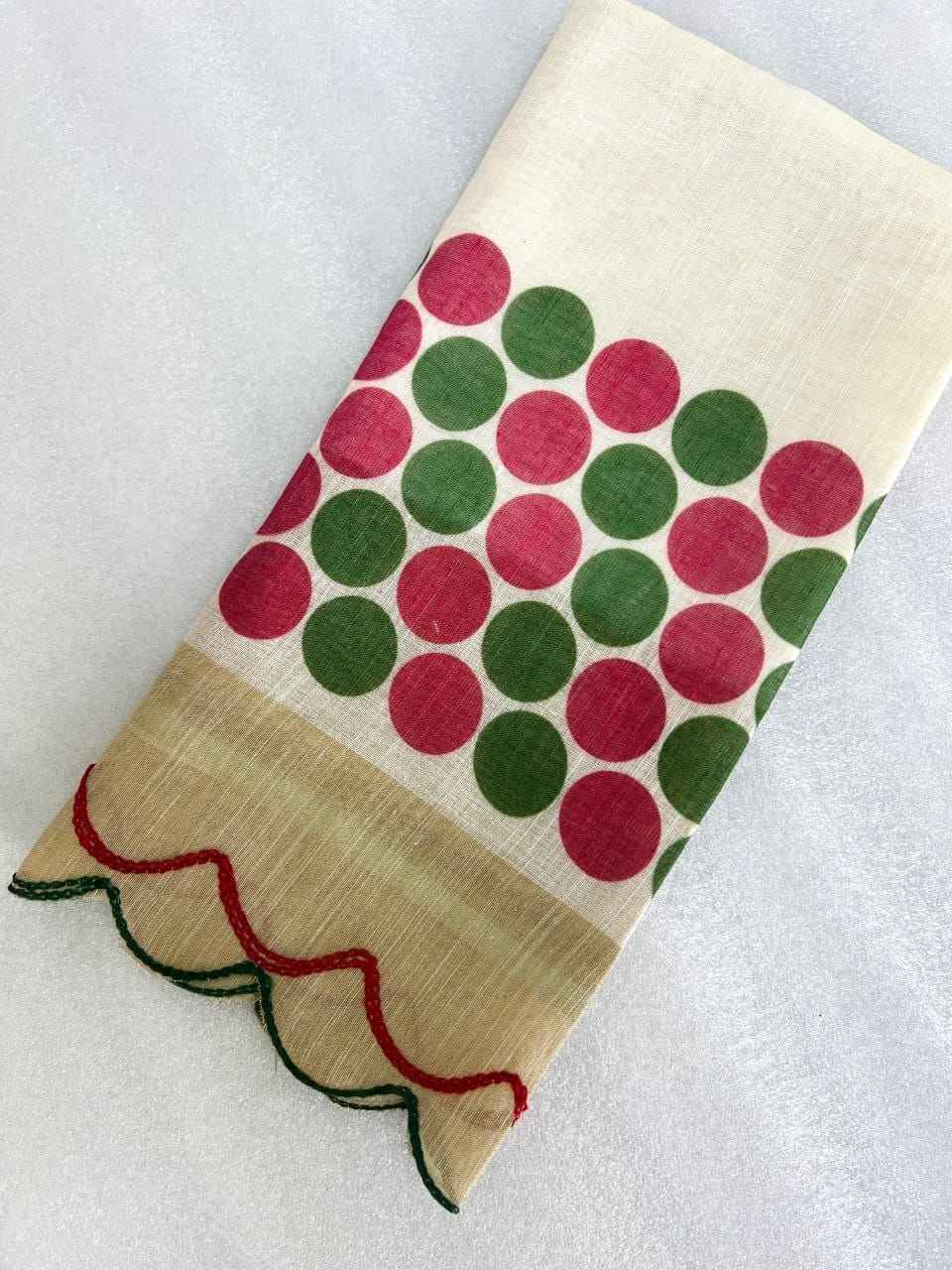 LINEN DIGITAL PRINT CUT WORK BORDER SAREE AT WHOLESALE PRICE