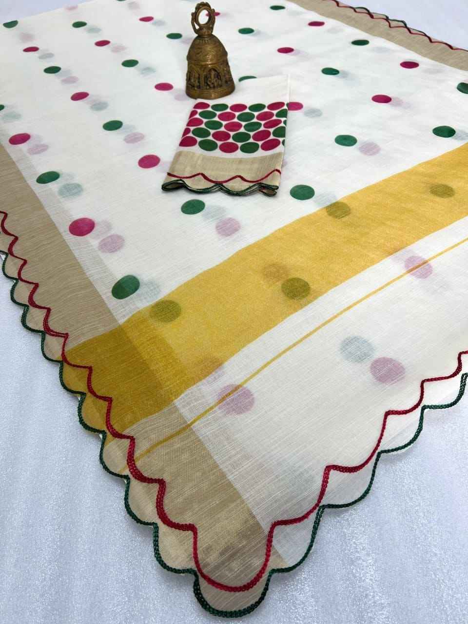 LINEN DIGITAL PRINT CUT WORK BORDER SAREE AT WHOLESALE PRICE