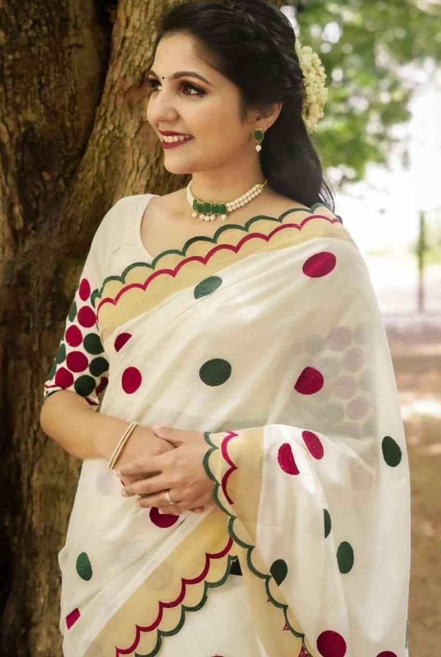 LINEN DIGITAL PRINT CUT WORK BORDER SAREE AT WHOLESALE PRICE