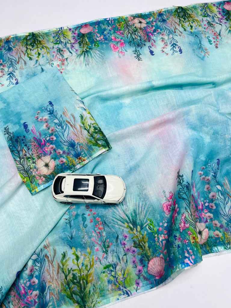 LINEN DIGITAL PRINTED SAREE AT WHOLESALE PRICE