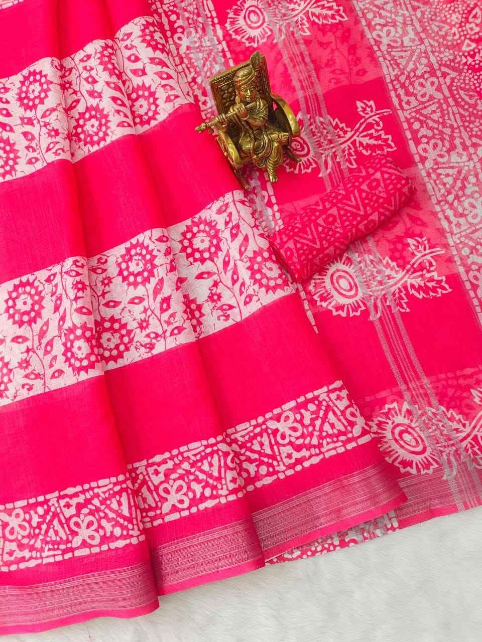 LINEN SILVER JARI PATTA DIGITAL PRINTED SAREE AT WHOLESALE PRICE