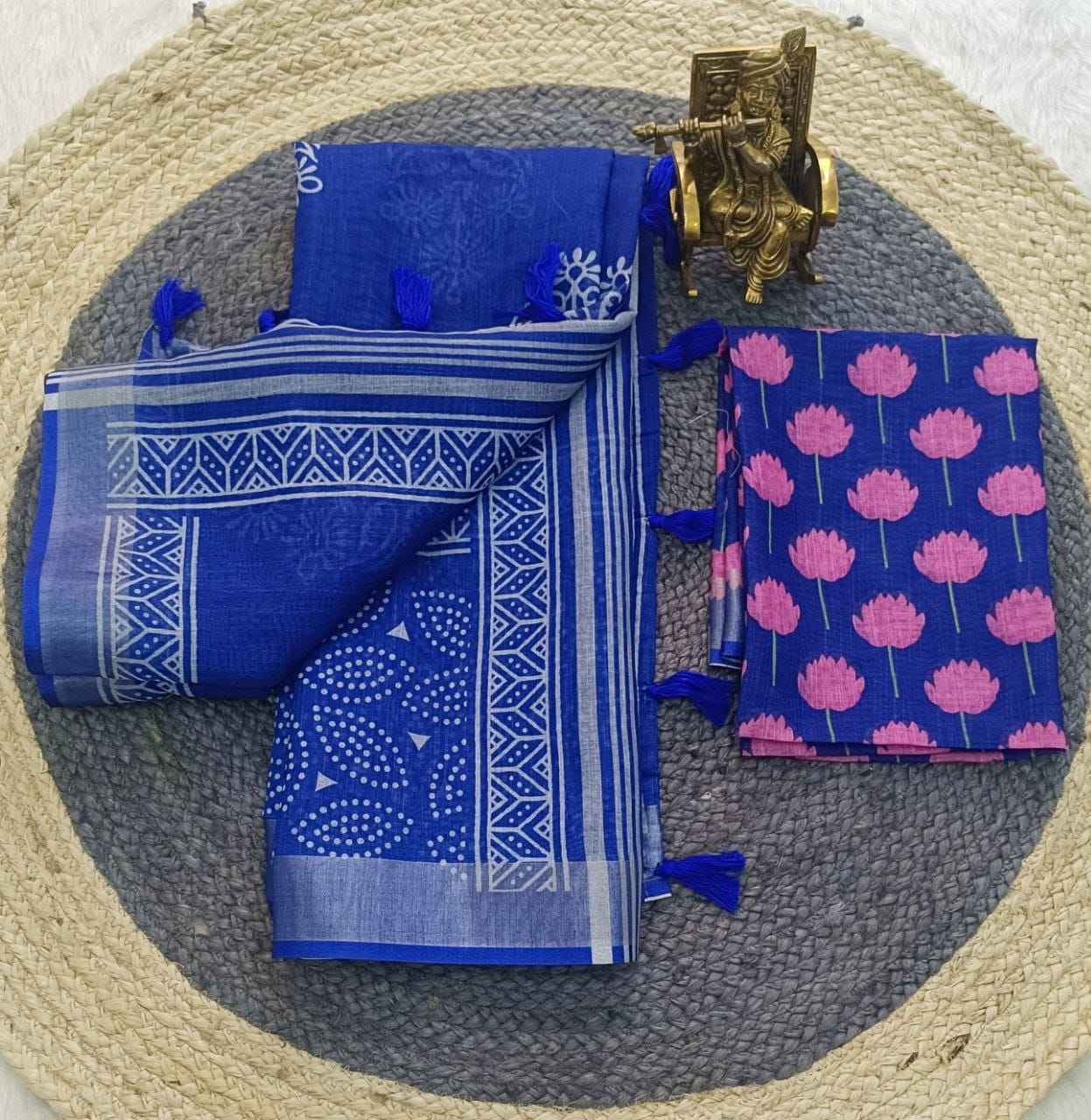 LINEN SILVER JARI PATTA DIGITAL PRINTED SAREE AT WHOLESALE PRICE