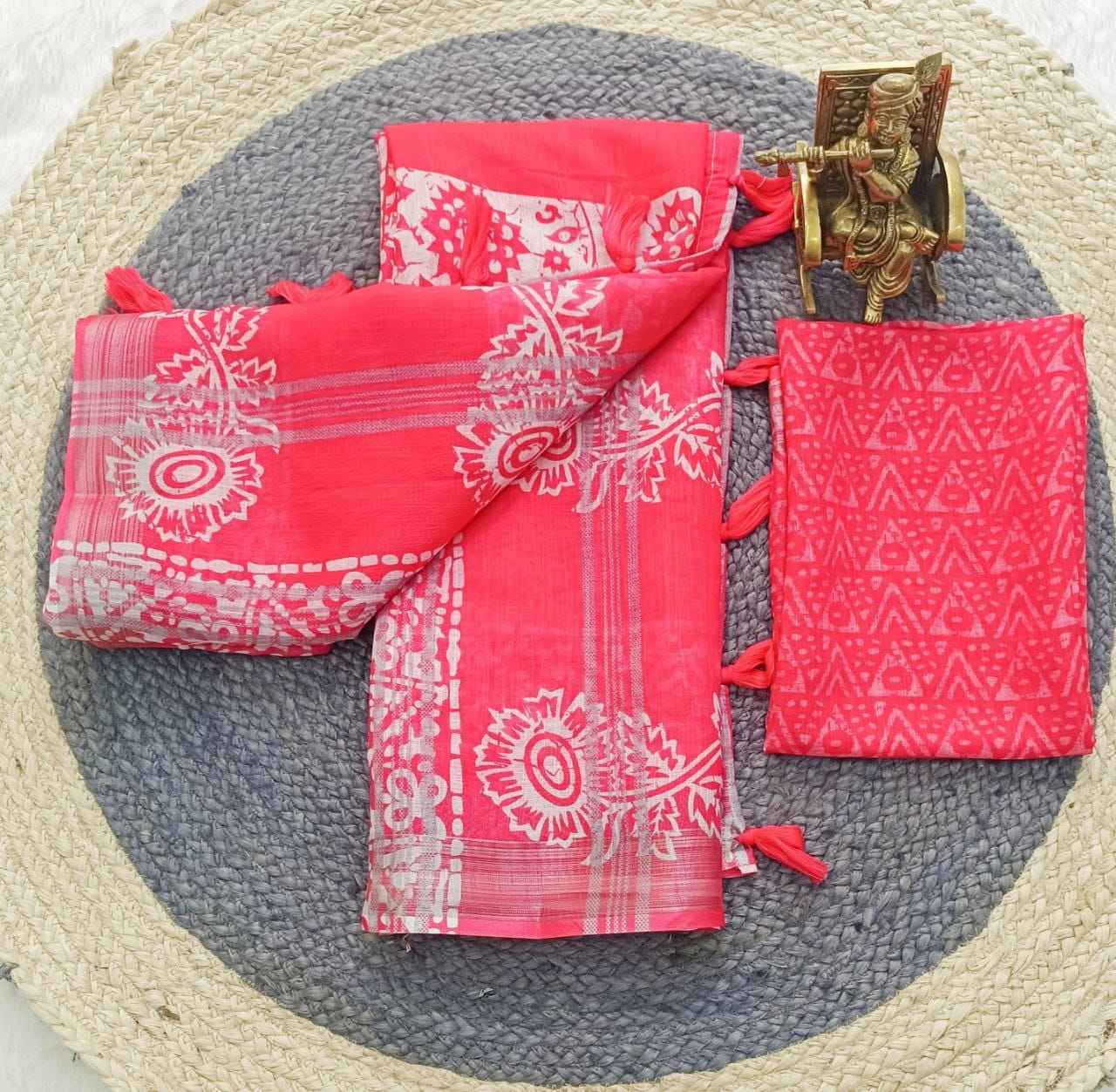 LINEN SILVER JARI PATTA DIGITAL PRINTED SAREE AT WHOLESALE PRICE