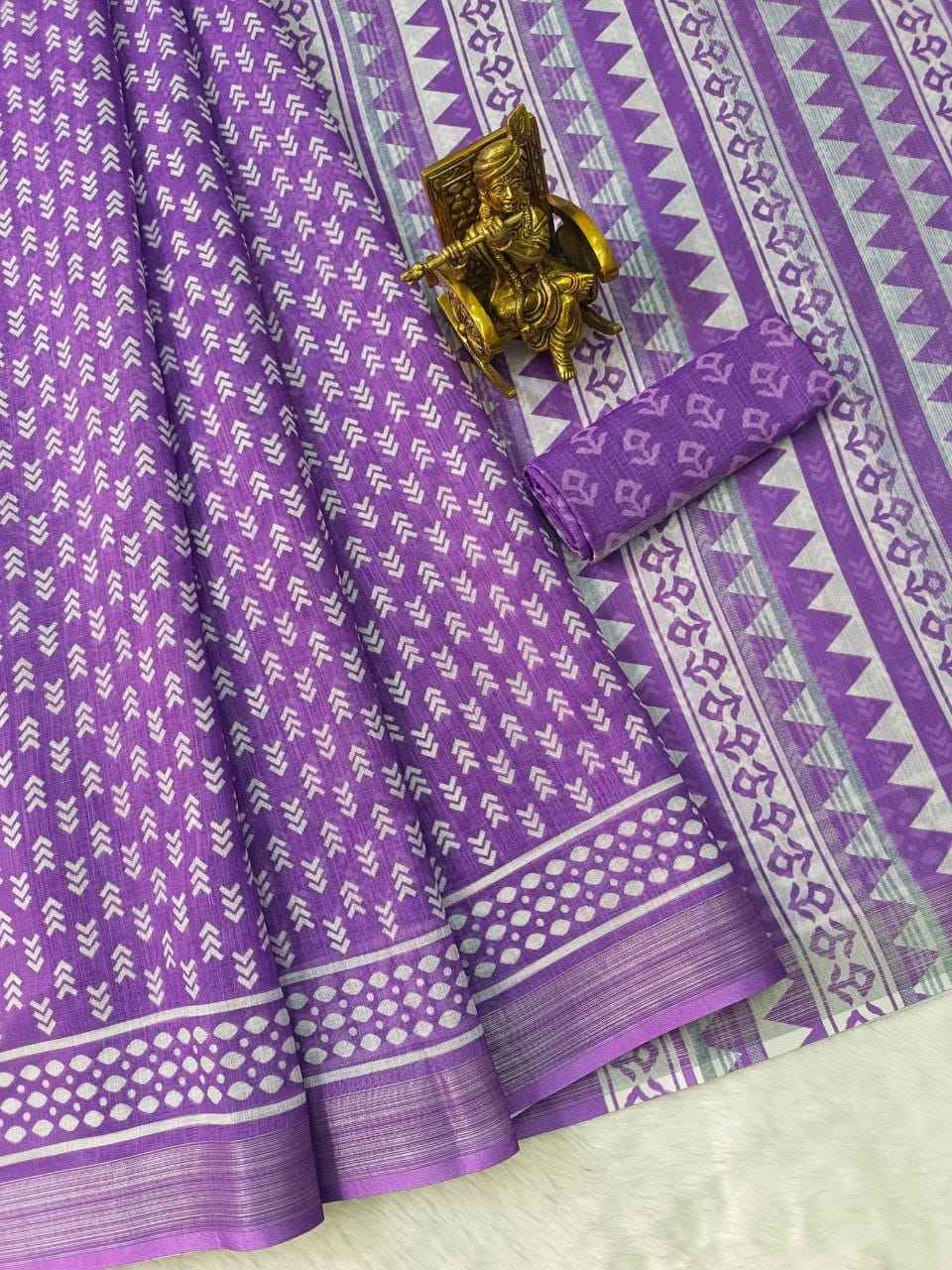 LINEN SILVER JARI PATTA DIGITAL PRINTED SAREE AT WHOLESALE PRICE