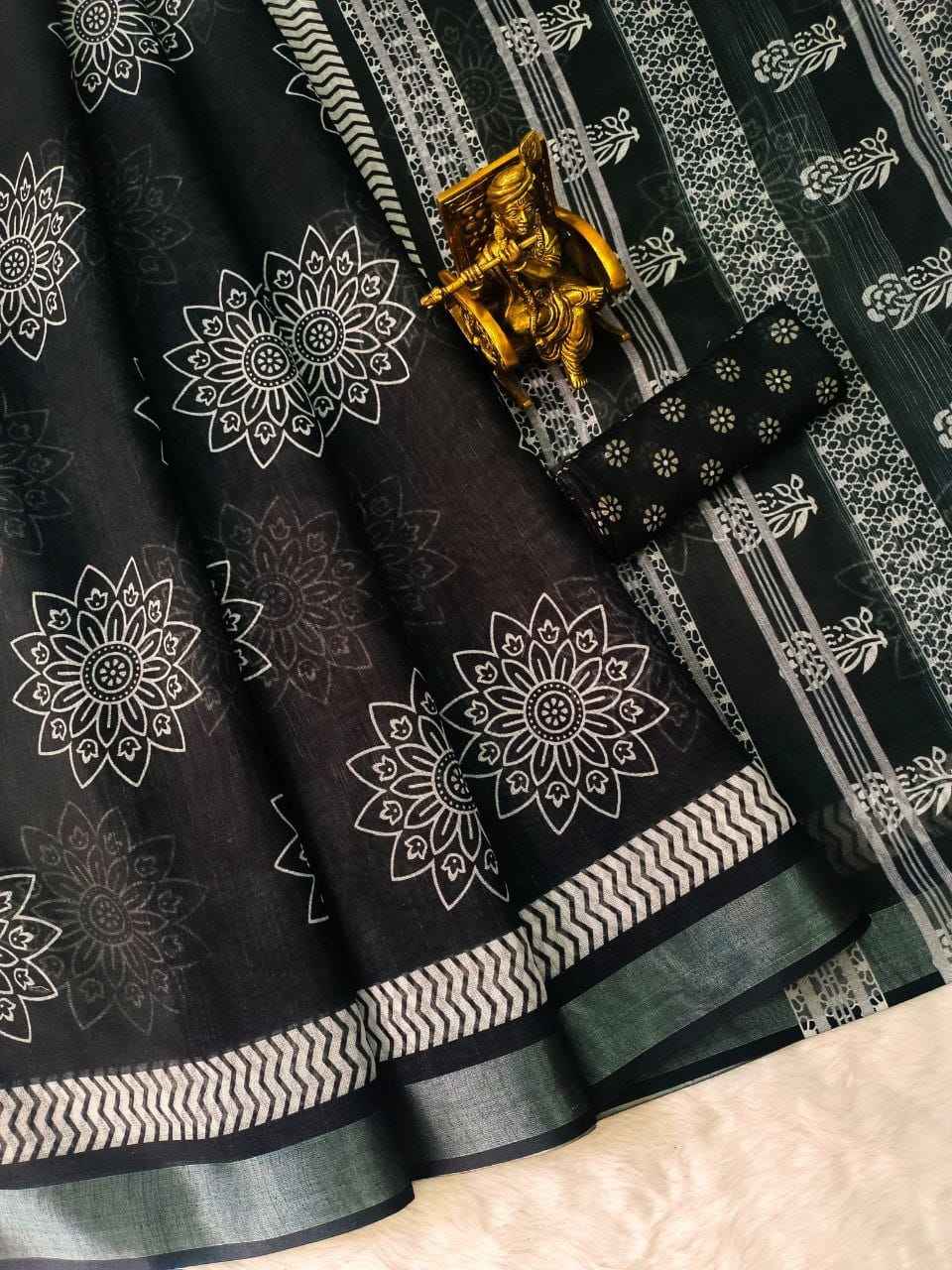 LINEN SILVER JARI PATTA DIGITAL PRINTED SAREE AT WHOLESALE PRICE