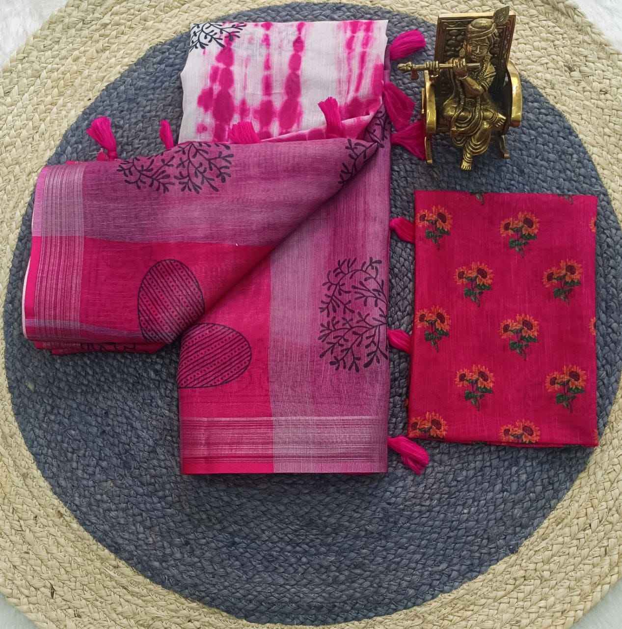 LINEN SILVER JARI PATTA DIGITAL PRINTED SAREE AT WHOLESALE PRICE