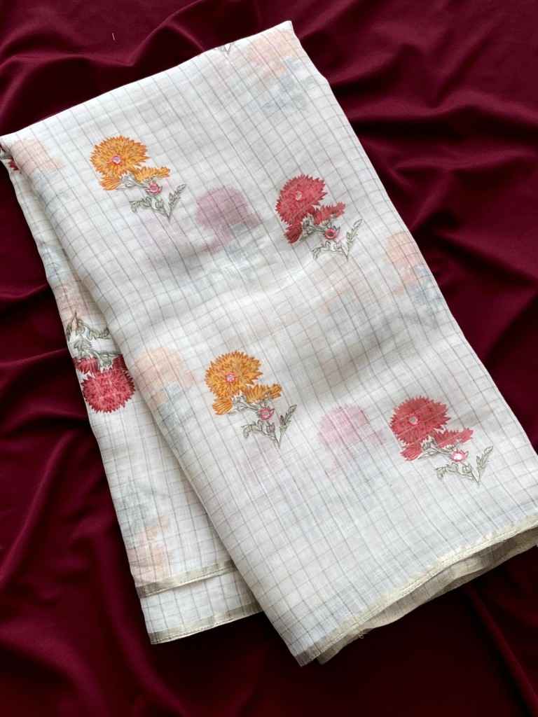 LINEN ZARI CHEX WITH ZARI WOVEN BORDER SAREE AT WHOLESALE PRICE