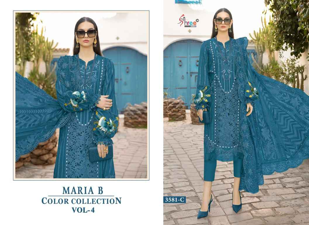 SHREE FAB MARIA B COLOUR COLLECTION VOL-4 PURE COTTON WITH EMBRODERY DRESS MATERIAL AT WHOLESALE PRICE