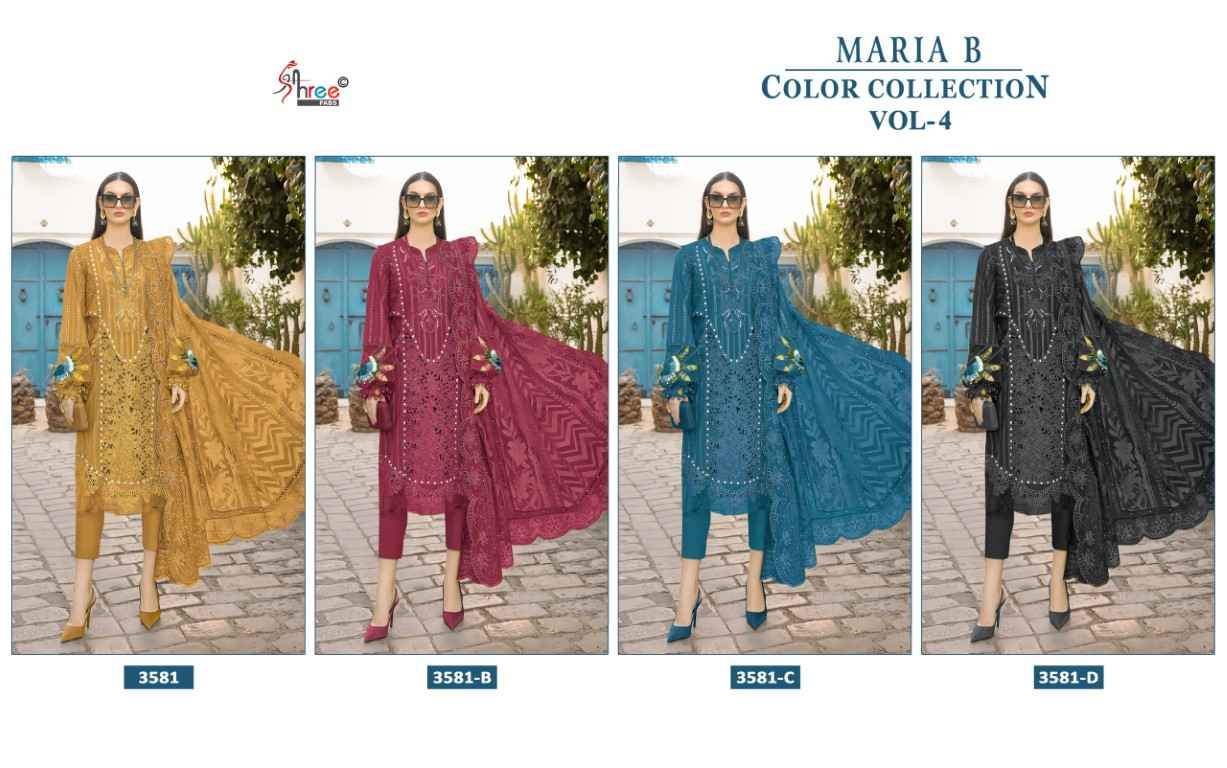 SHREE FAB MARIA B COLOUR COLLECTION VOL-4 PURE COTTON WITH EMBRODERY DRESS MATERIAL AT WHOLESALE PRICE