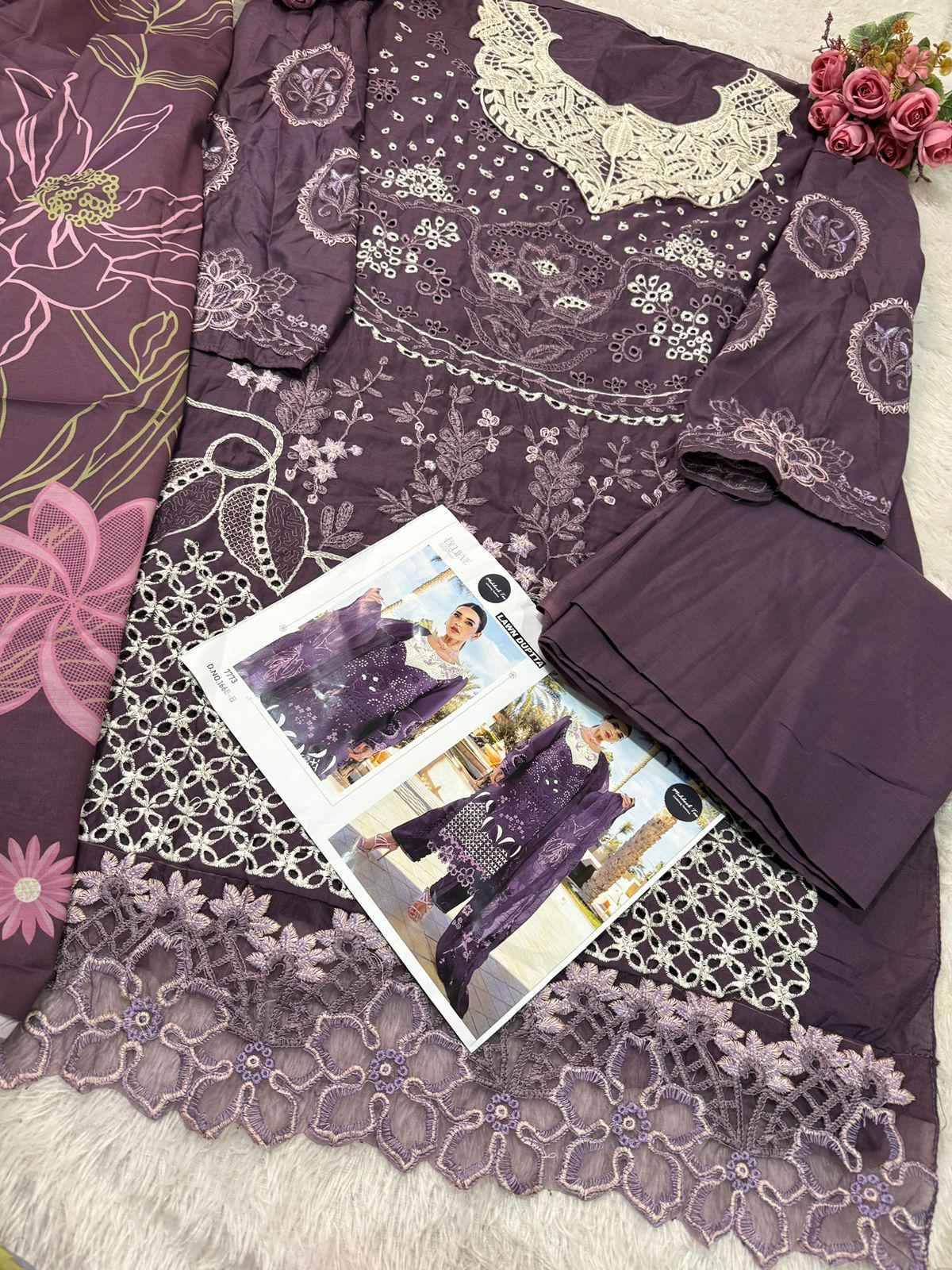 MEHBOOB MARIA B EMB. LAWN PURE VISOCSE LAWN SELF EMBROIDERY DRESS MATERIAL AT WHOLESALE PRICE