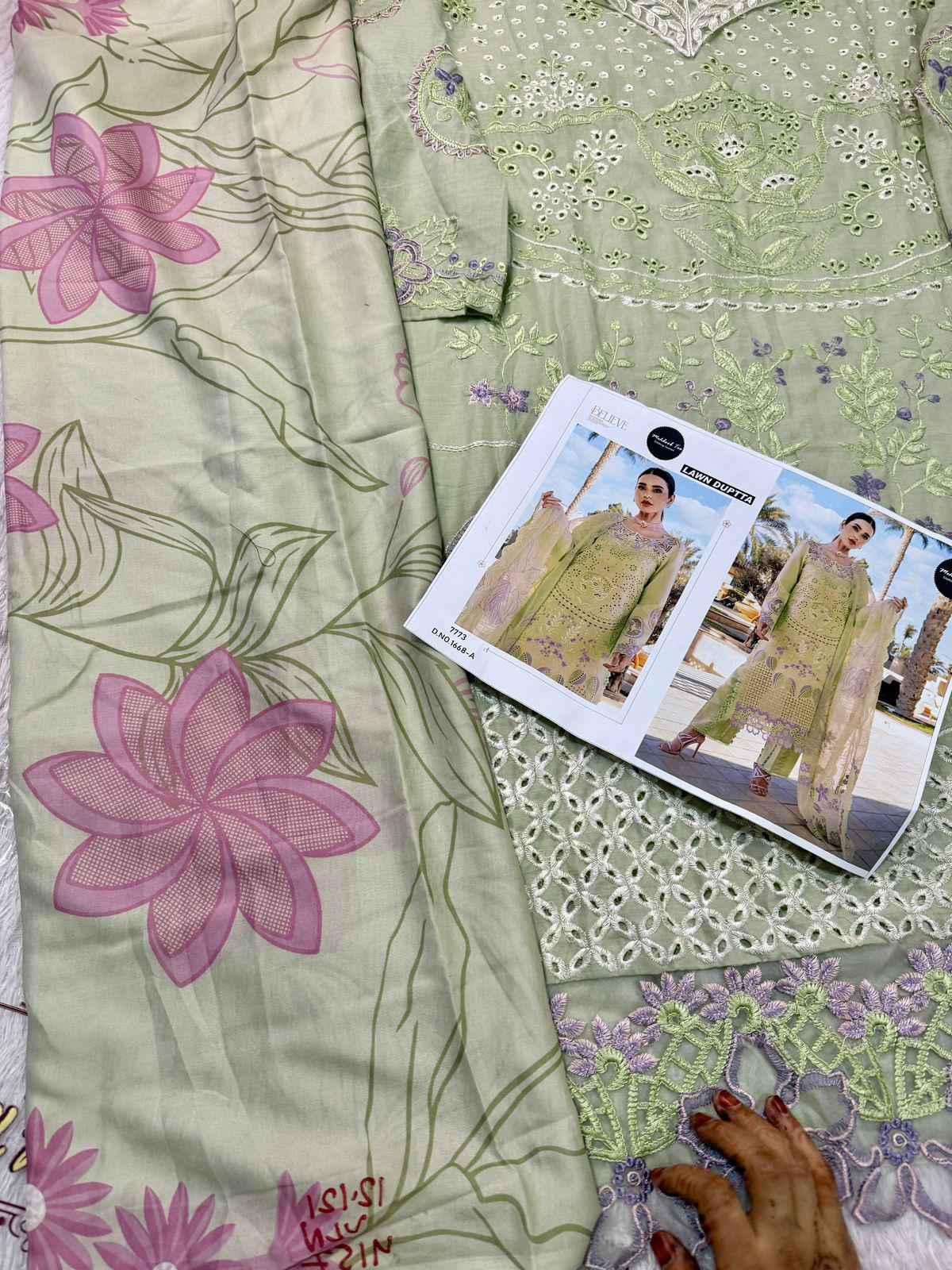 MEHBOOB MARIA B EMB. LAWN PURE VISOCSE LAWN SELF EMBROIDERY DRESS MATERIAL AT WHOLESALE PRICE