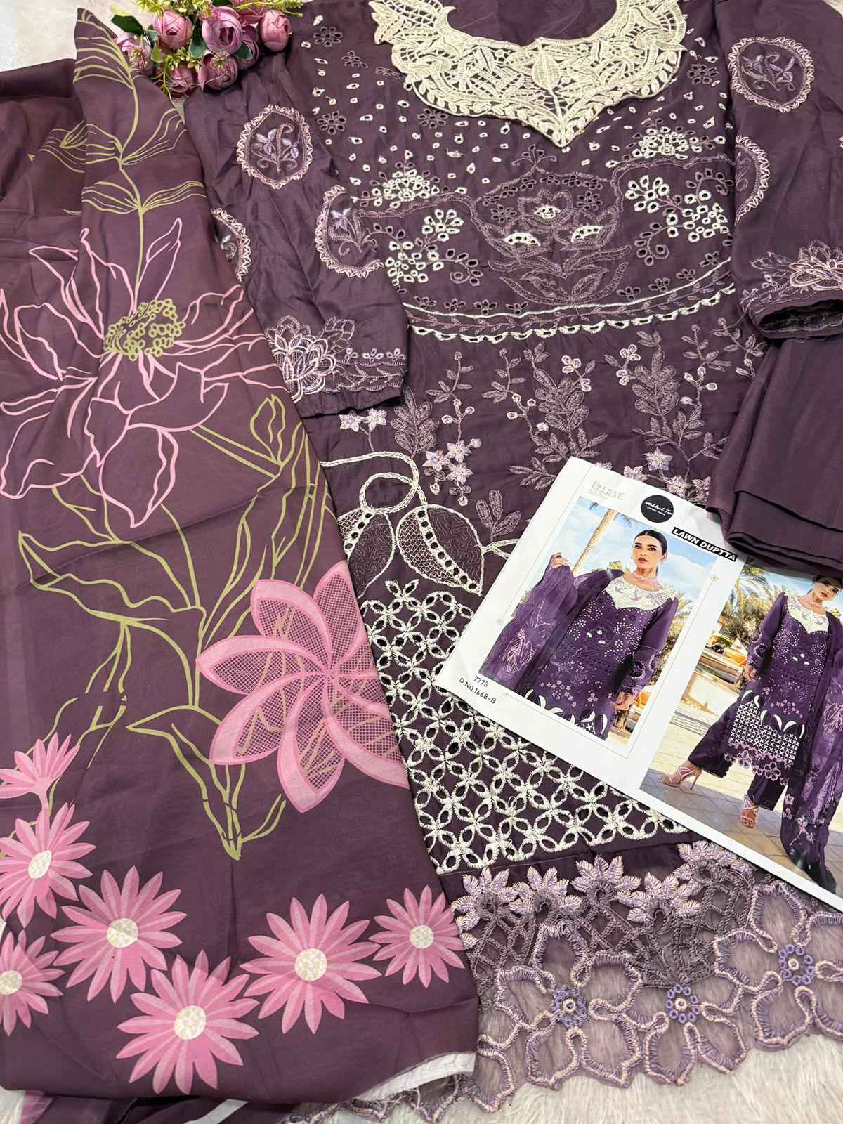MEHBOOB MARIA B EMB. LAWN PURE VISOCSE LAWN SELF EMBROIDERY DRESS MATERIAL AT WHOLESALE PRICE