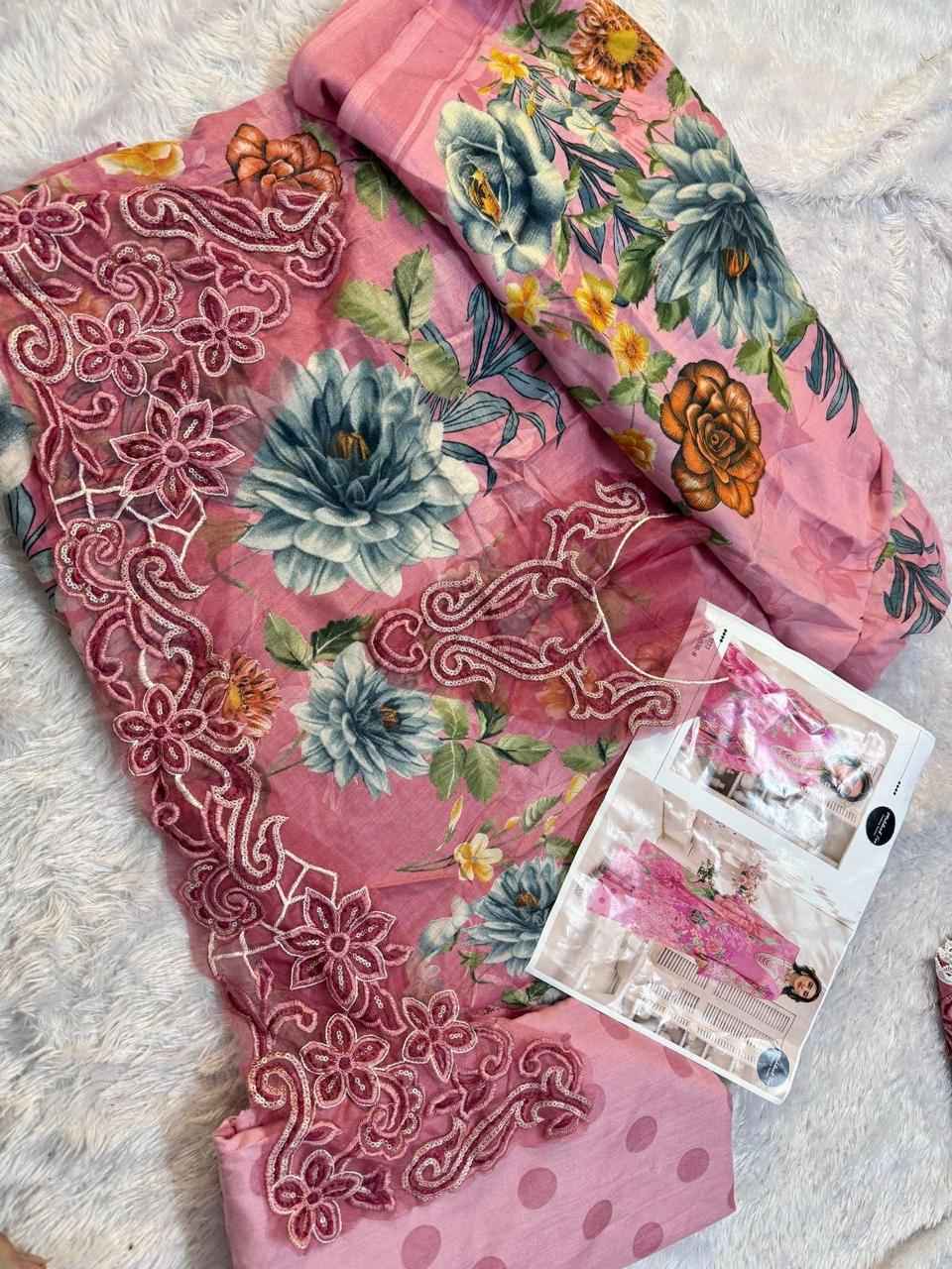 MEHBOOLB TEX D NO1529 B PURE COTTON PRINTED EMBRODAIRY DRESS MATERIAL AT WHOLESALE PRICE