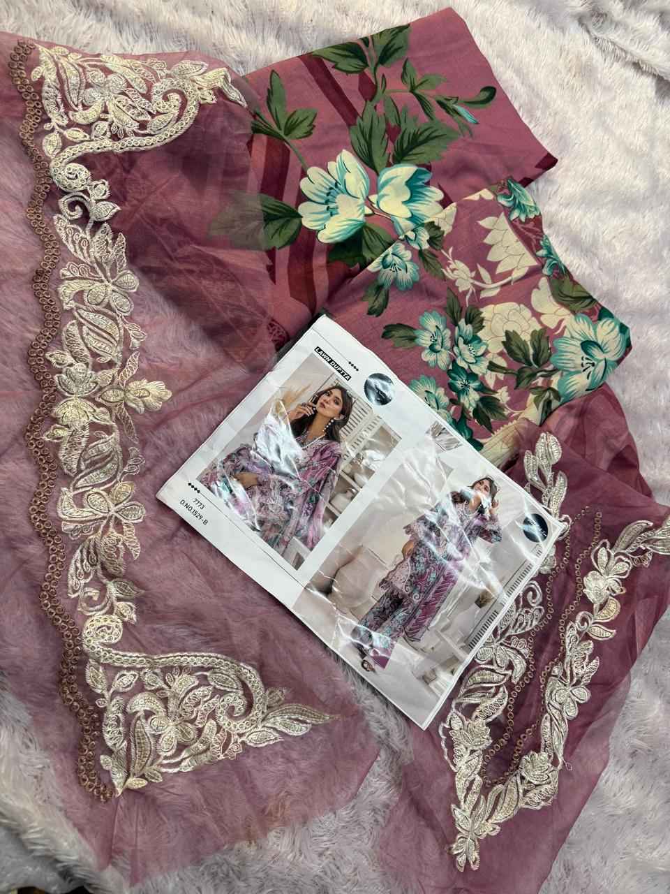 MEHBOOLB TEX D NO1529 B PURE COTTON PRINTED EMBRODAIRY DRESS MATERIAL AT WHOLESALE PRICE