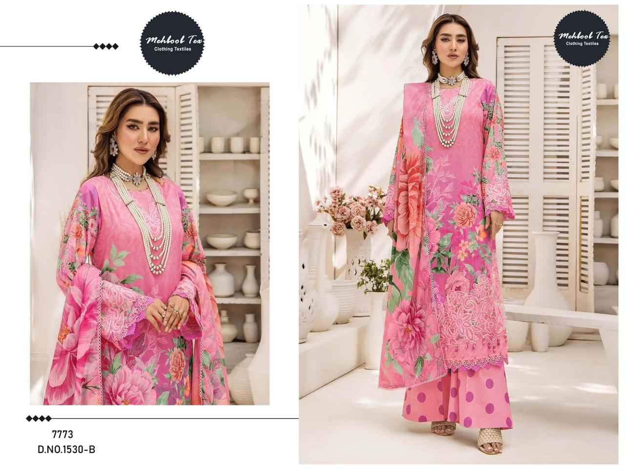 MEHBOOLB TEX D NO1529 B PURE COTTON PRINTED EMBRODAIRY DRESS MATERIAL AT WHOLESALE PRICE