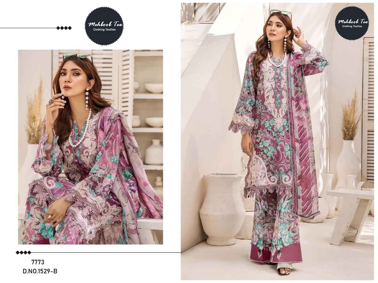 MEHBOOLB TEX D NO1529 B PURE COTTON PRINTED EMBRODAIRY DRESS MATERIAL AT WHOLESALE PRICE