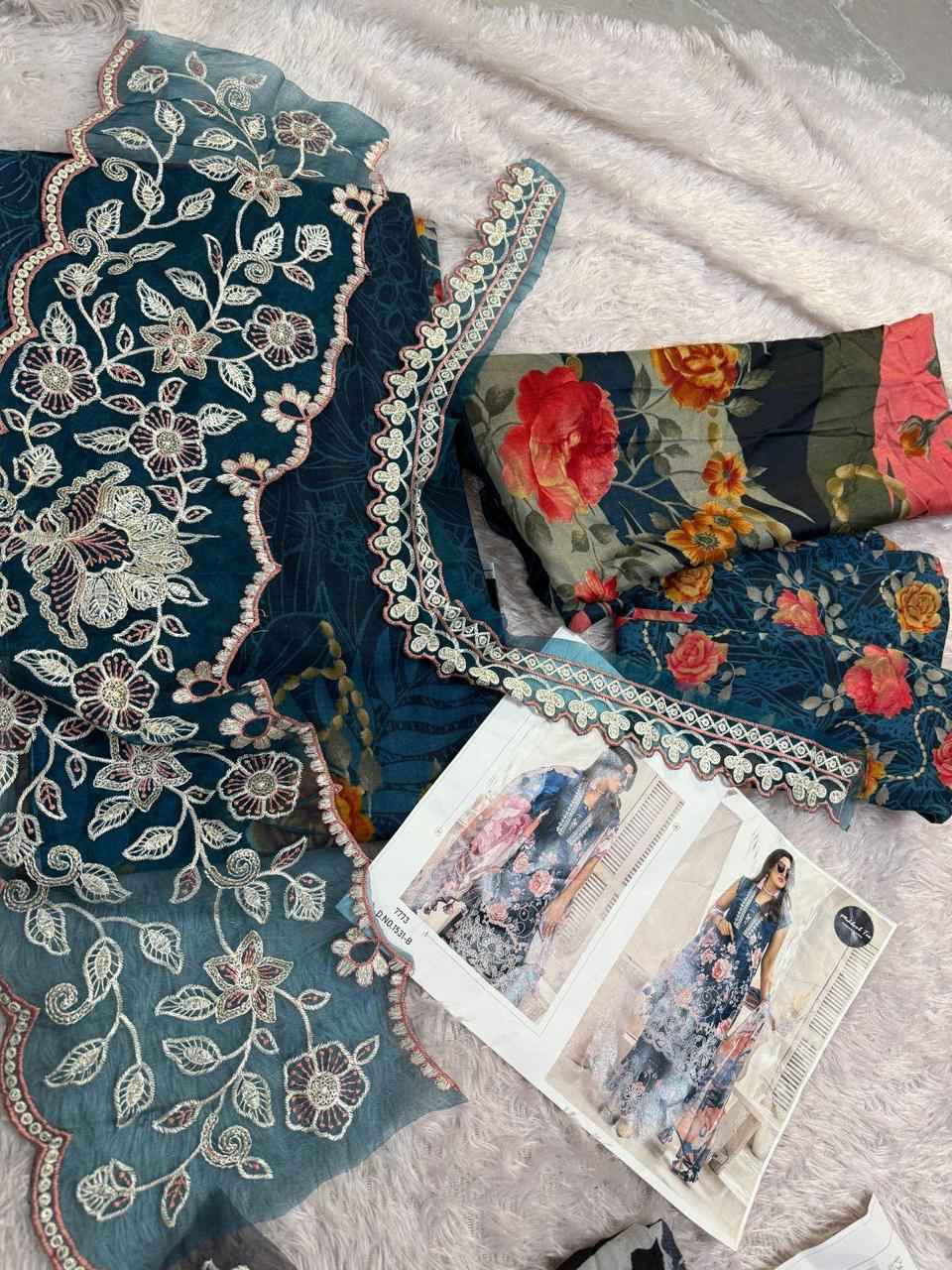 MEHBOOLB TEX D NO1529 B PURE COTTON PRINTED EMBRODAIRY DRESS MATERIAL AT WHOLESALE PRICE