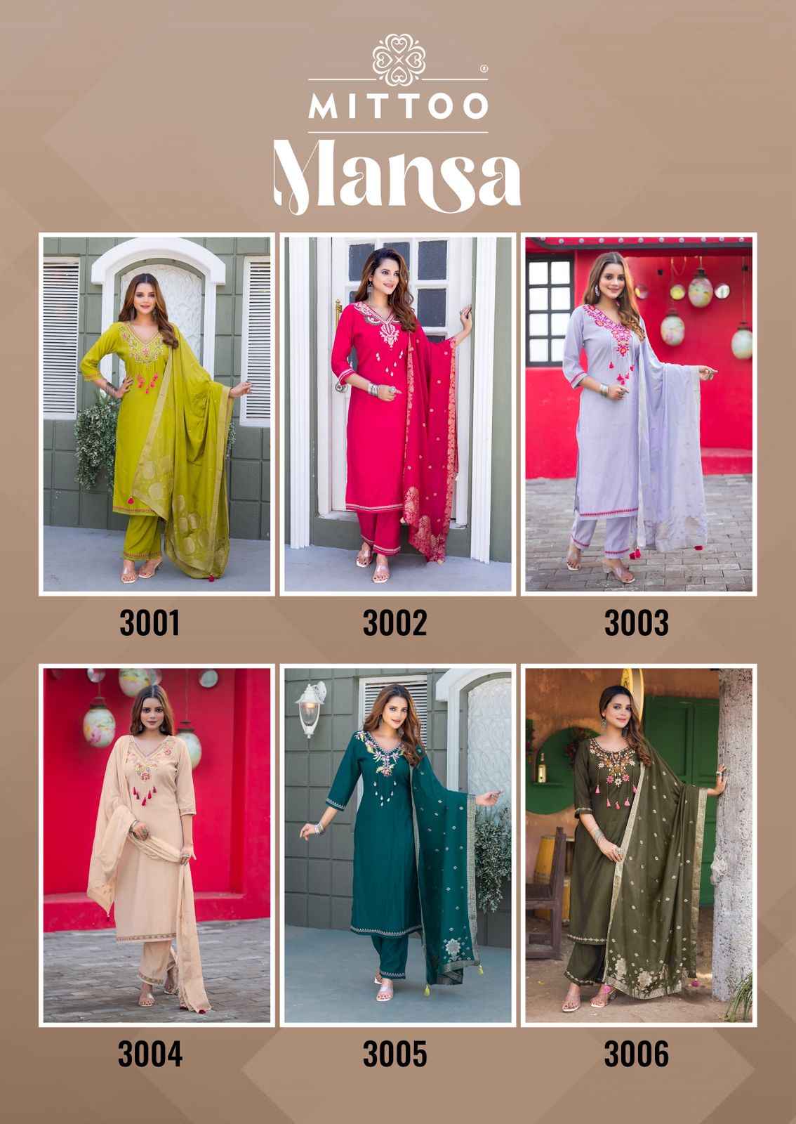 MITTOO MANSA VISCOSE WEAVING KURTI PANT WITH DUPATTA AT WHOLESALE PRICE