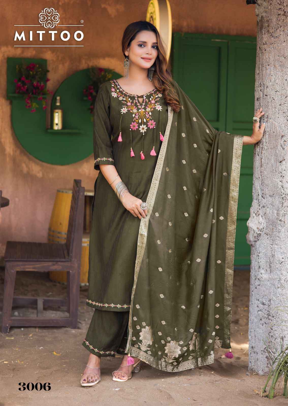 MITTOO MANSA VISCOSE WEAVING KURTI PANT WITH DUPATTA AT WHOLESALE PRICE
