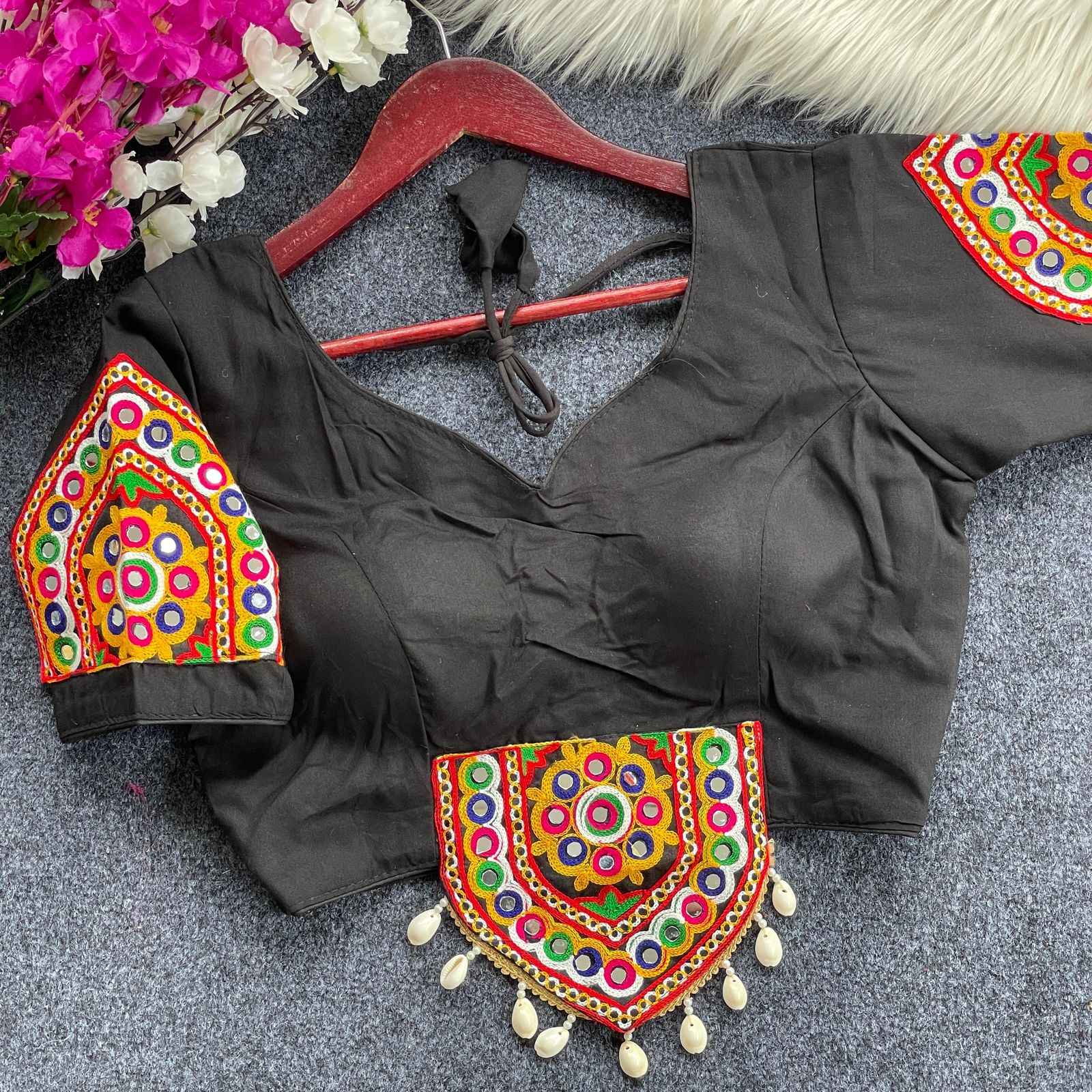 NAVRATRI HALTER NECK  HEAVY EMBROIDERY BLOUSE AT WHOLESALE PRICE