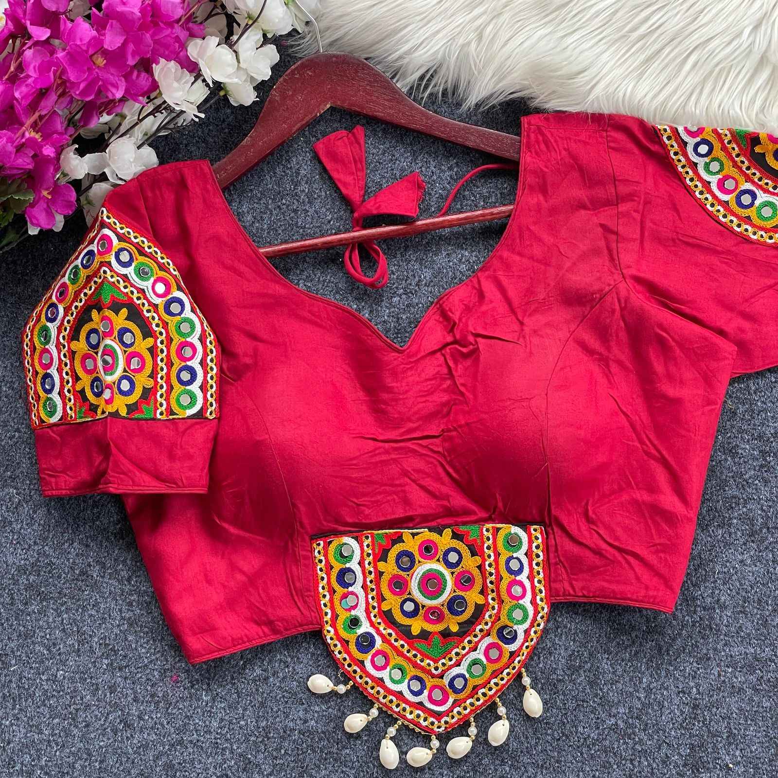 NAVRATRI HALTER NECK  HEAVY EMBROIDERY BLOUSE AT WHOLESALE PRICE