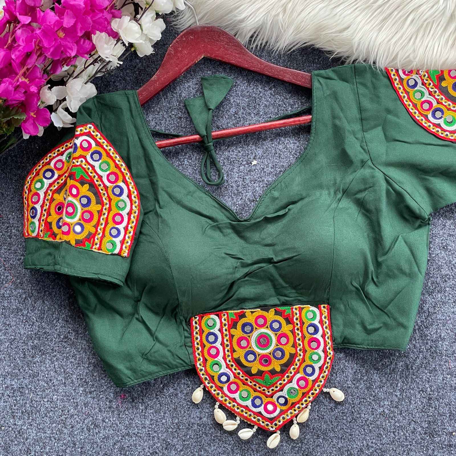 NAVRATRI HALTER NECK  HEAVY EMBROIDERY BLOUSE AT WHOLESALE PRICE
