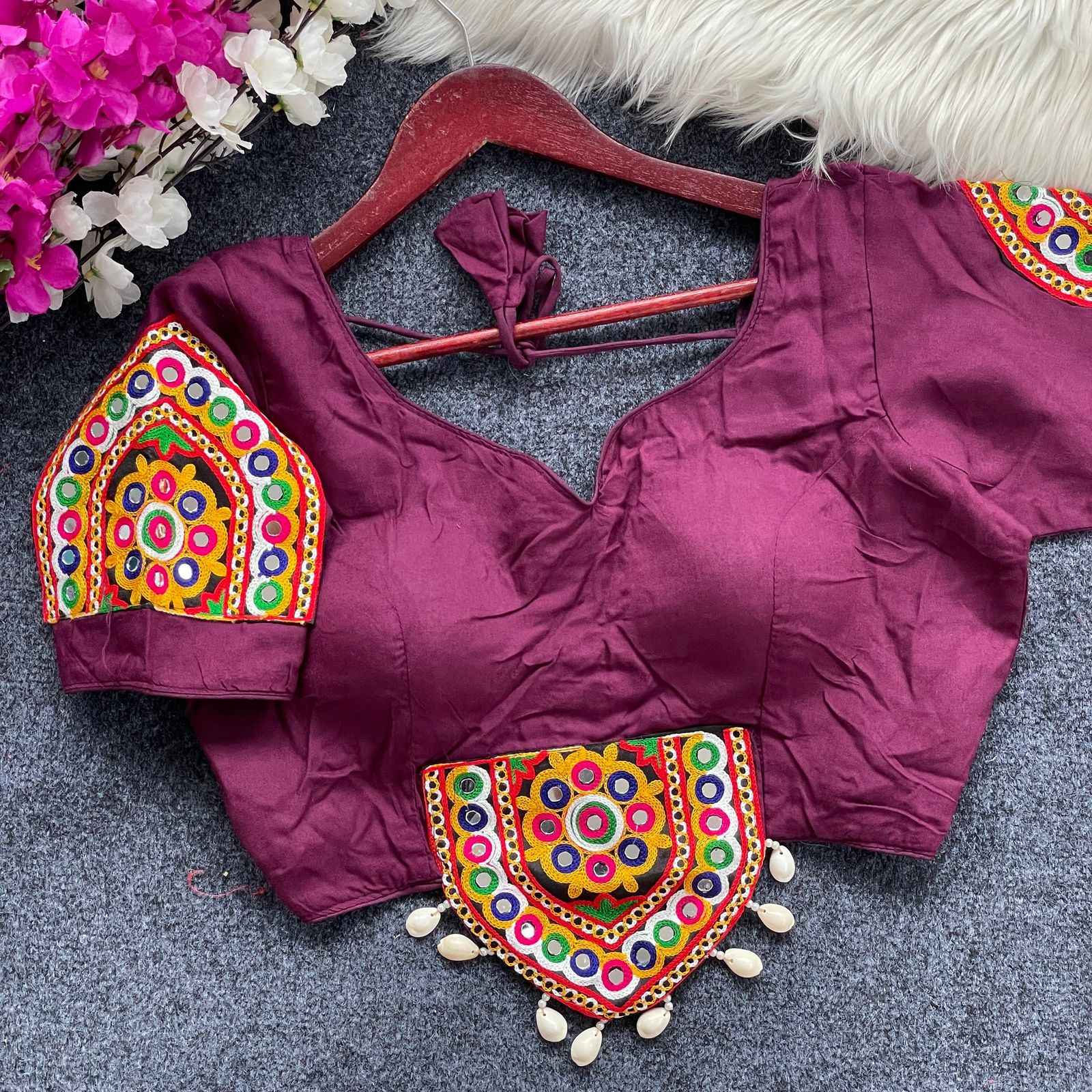 NAVRATRI HALTER NECK  HEAVY EMBROIDERY BLOUSE AT WHOLESALE PRICE