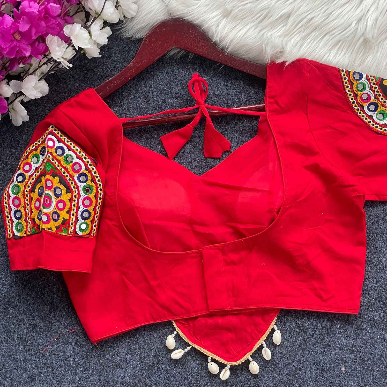 NAVRATRI HALTER NECK  HEAVY EMBROIDERY BLOUSE AT WHOLESALE PRICE