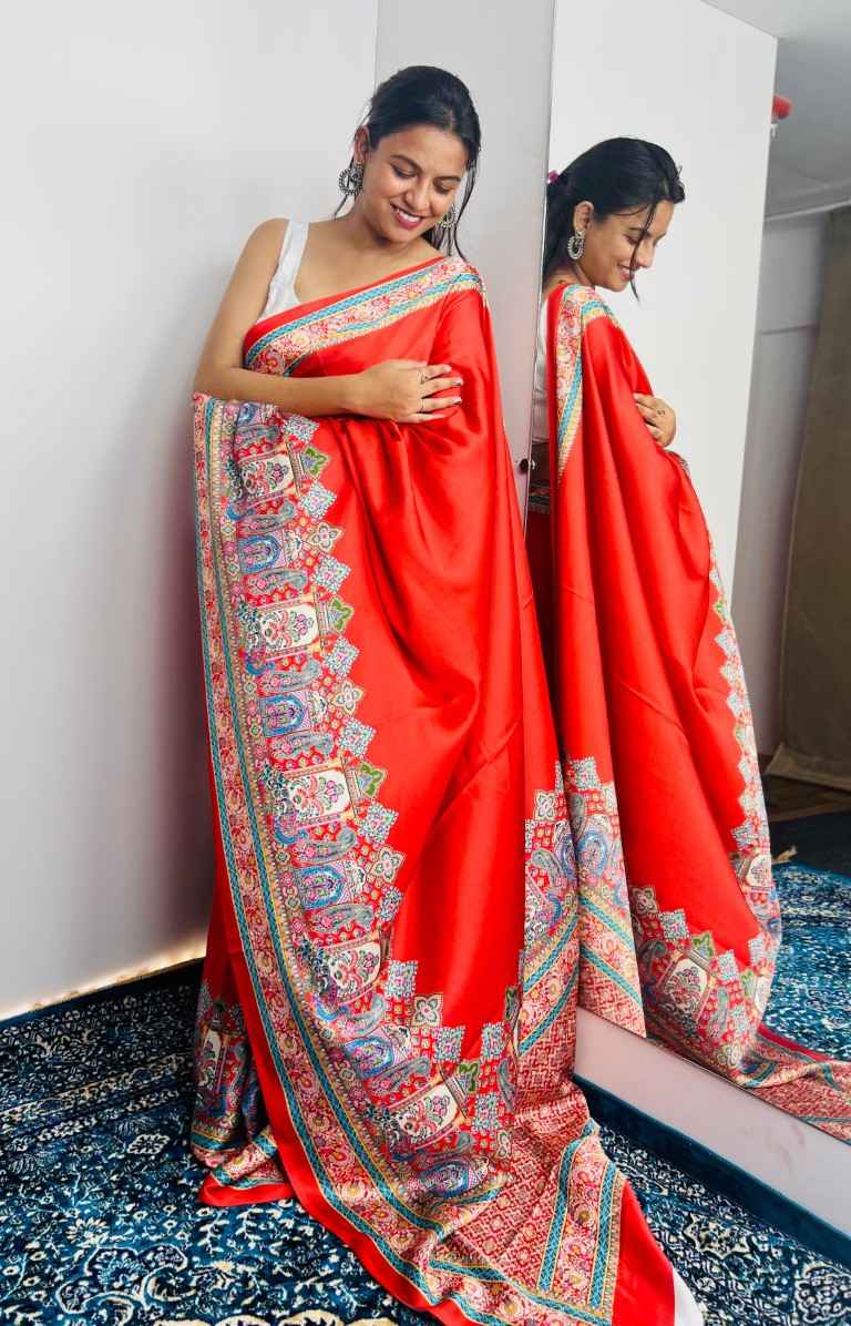 ORIGINAL JAPAN DEVSENA SATIN DIGITAL PRINTED SAREE AT WHOLESALE PRICE
