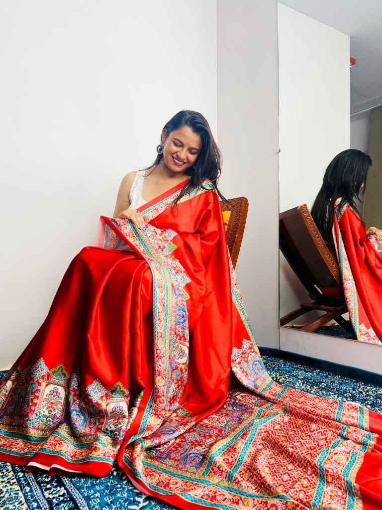 ORIGINAL JAPAN DEVSENA SATIN DIGITAL PRINTED SAREE AT WHOLESALE PRICE