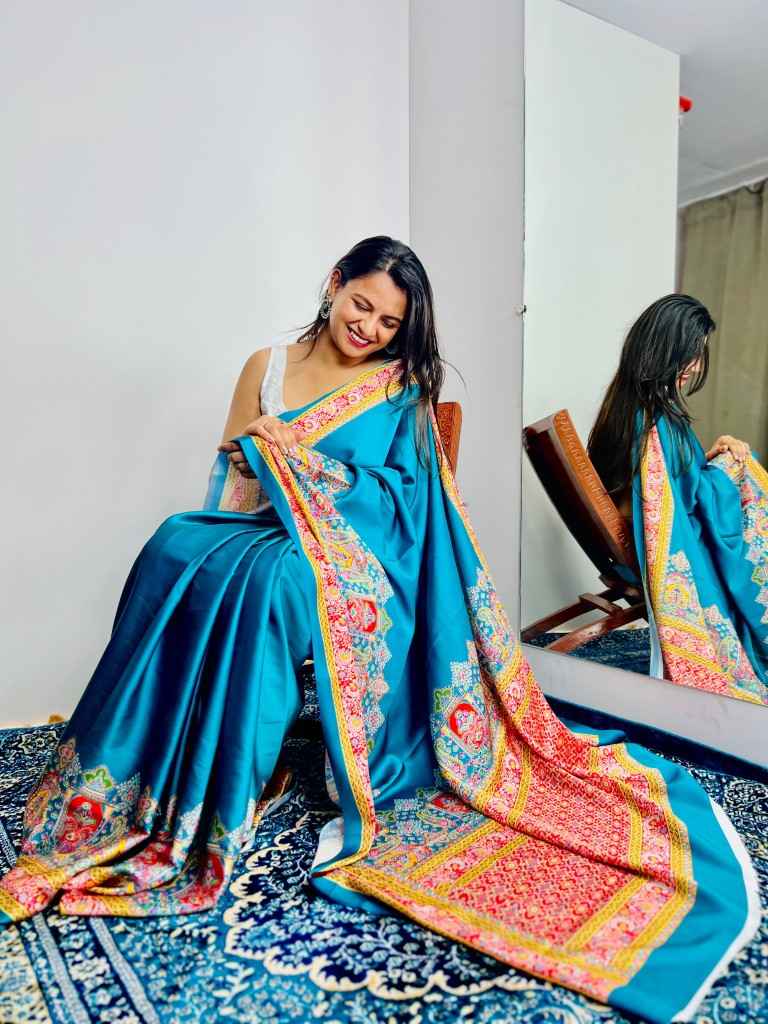 ORIGINAL JAPAN DEVSENA SATIN DIGITAL PRINTED SAREE AT WHOLESALE PRICE