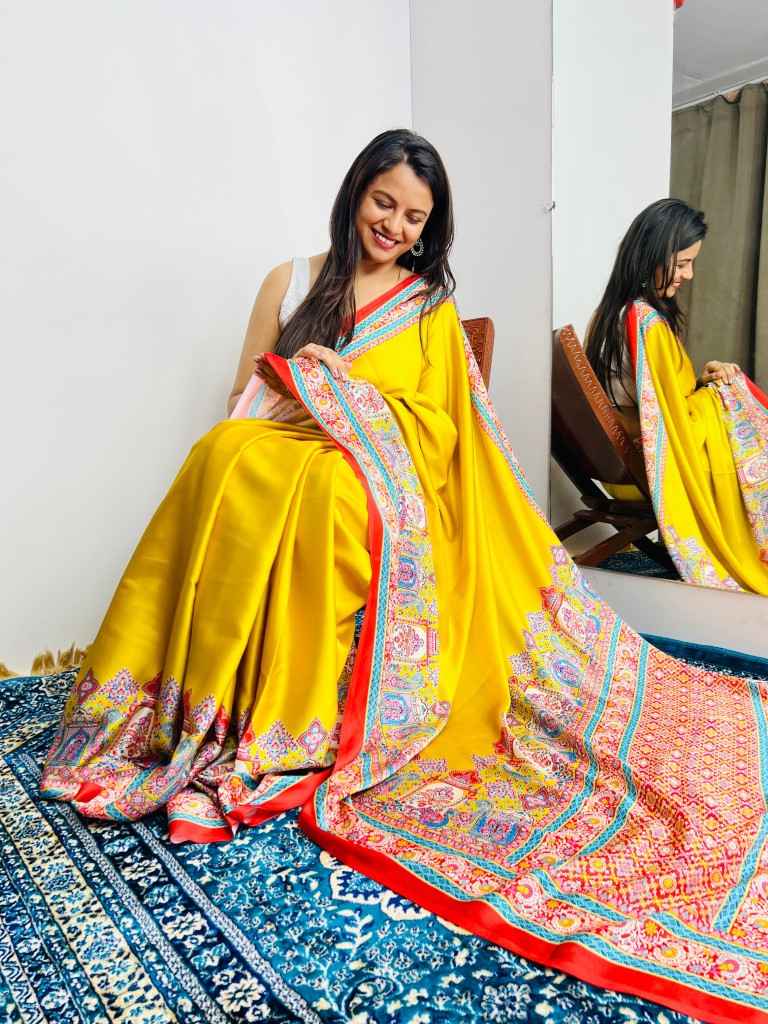 ORIGINAL JAPAN DEVSENA SATIN DIGITAL PRINTED SAREE AT WHOLESALE PRICE