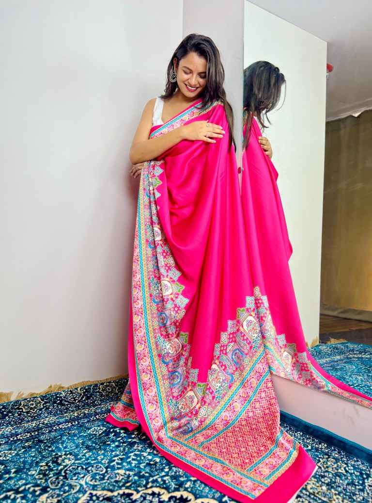 ORIGINAL JAPAN DEVSENA SATIN DIGITAL PRINTED SAREE AT WHOLESALE PRICE