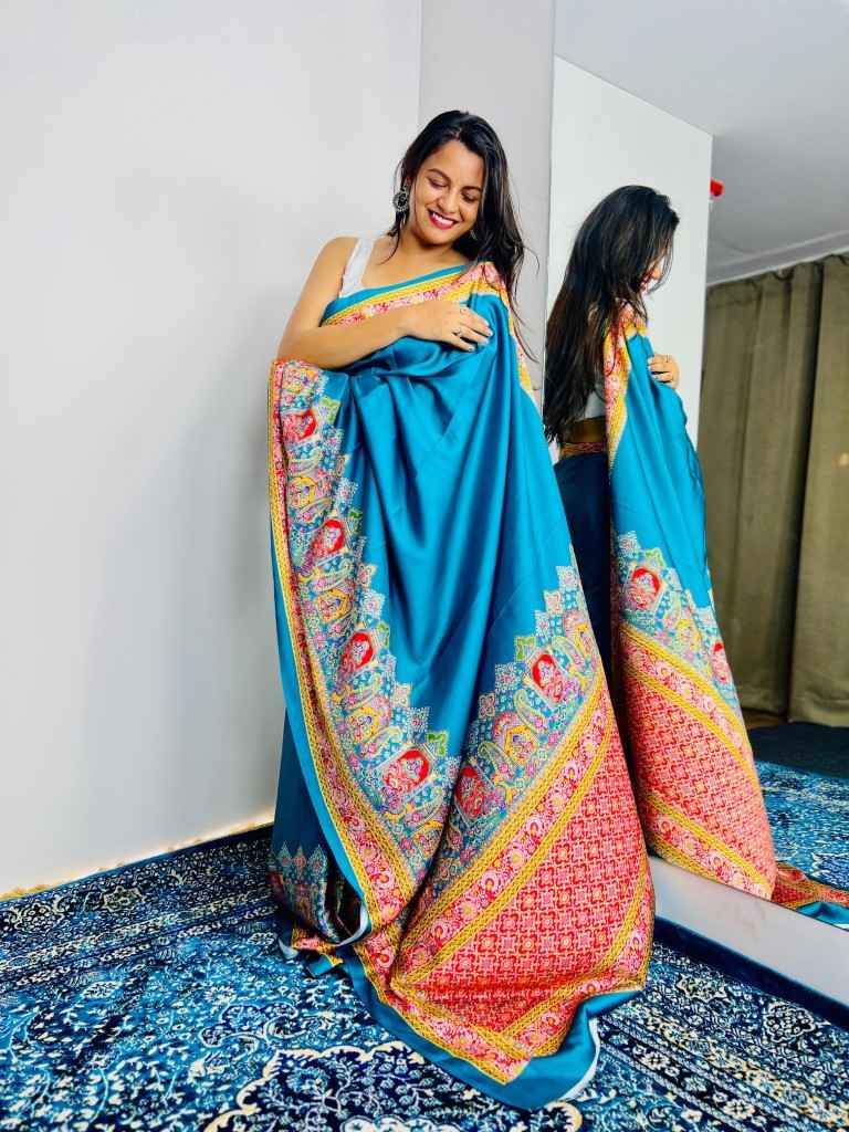 ORIGINAL JAPAN DEVSENA SATIN DIGITAL PRINTED SAREE AT WHOLESALE PRICE