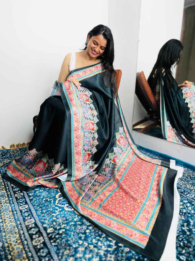 ORIGINAL JAPAN DEVSENA SATIN DIGITAL PRINTED SAREE AT WHOLESALE PRICE