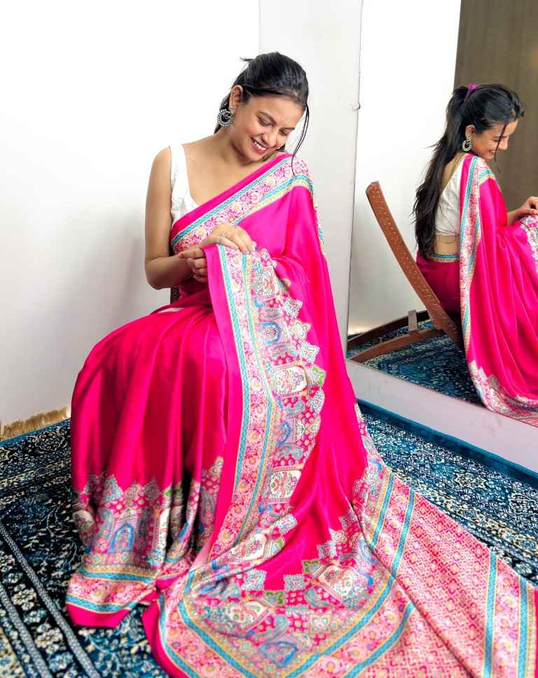 ORIGINAL JAPAN DEVSENA SATIN DIGITAL PRINTED SAREE AT WHOLESALE PRICE