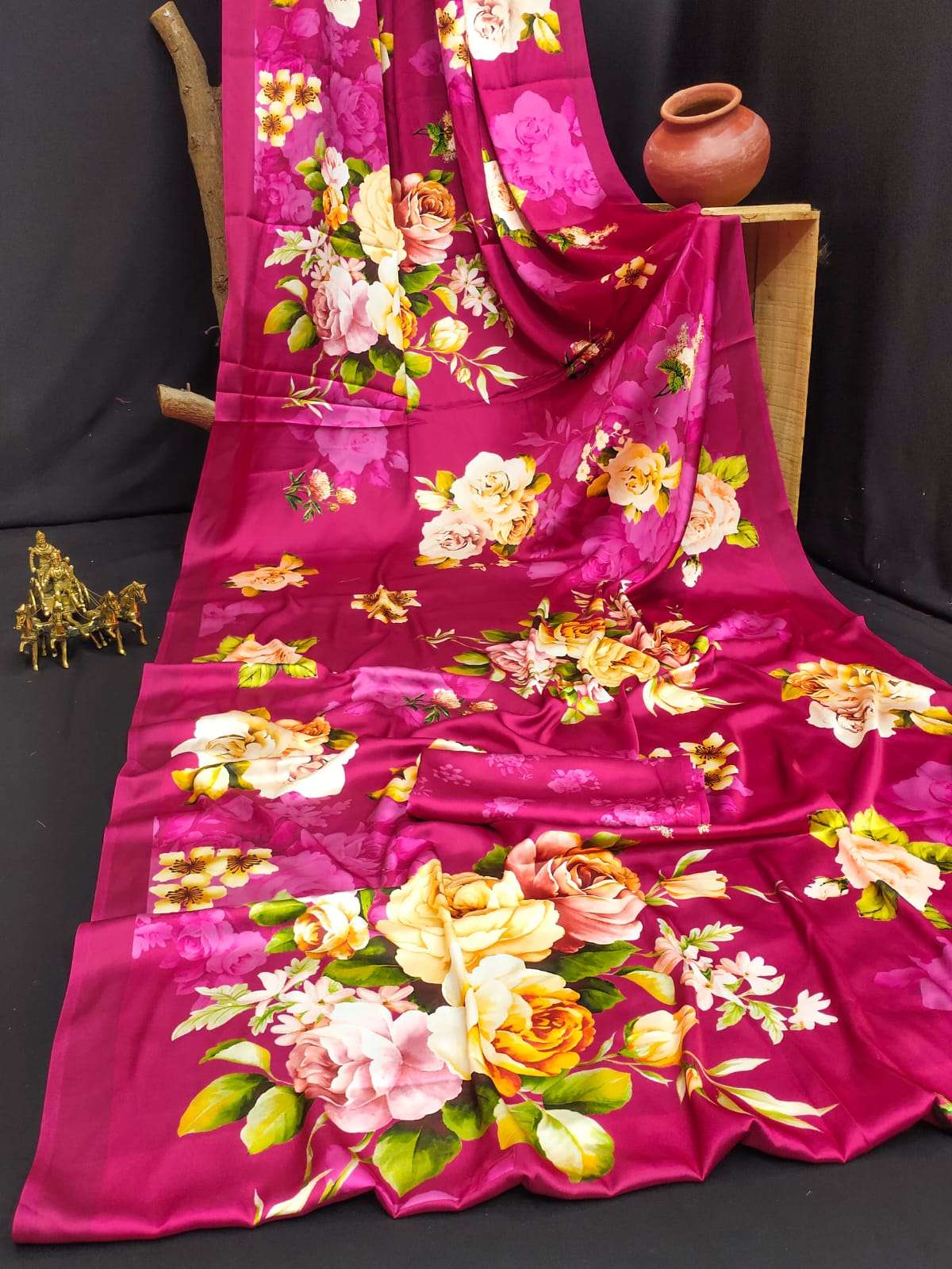 ORIGINAL JAPAN SATIN DIGITAL PRINT SAREE AT WHOLESALE PRICE