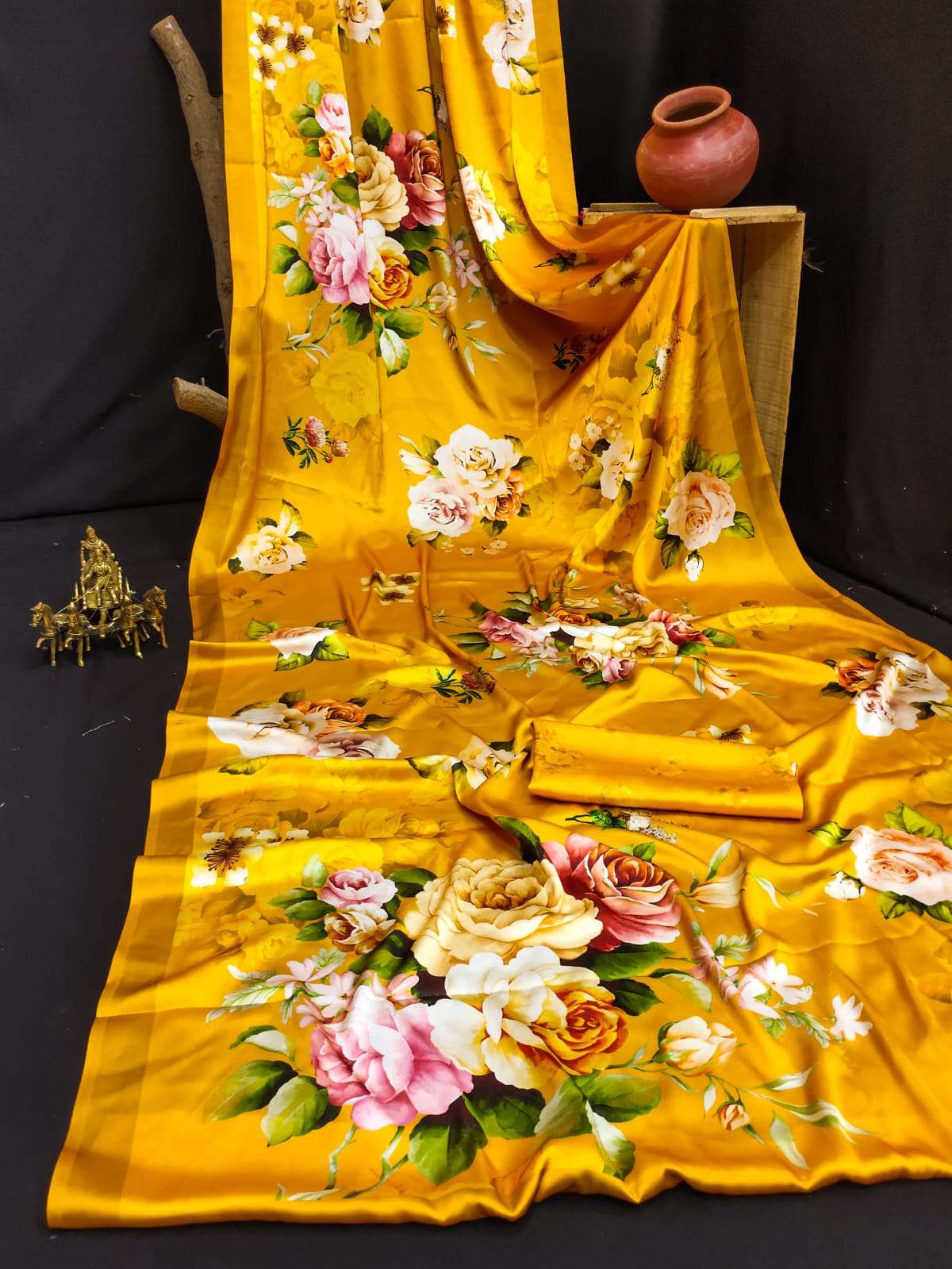 ORIGINAL JAPAN SATIN DIGITAL PRINT SAREE AT WHOLESALE PRICE
