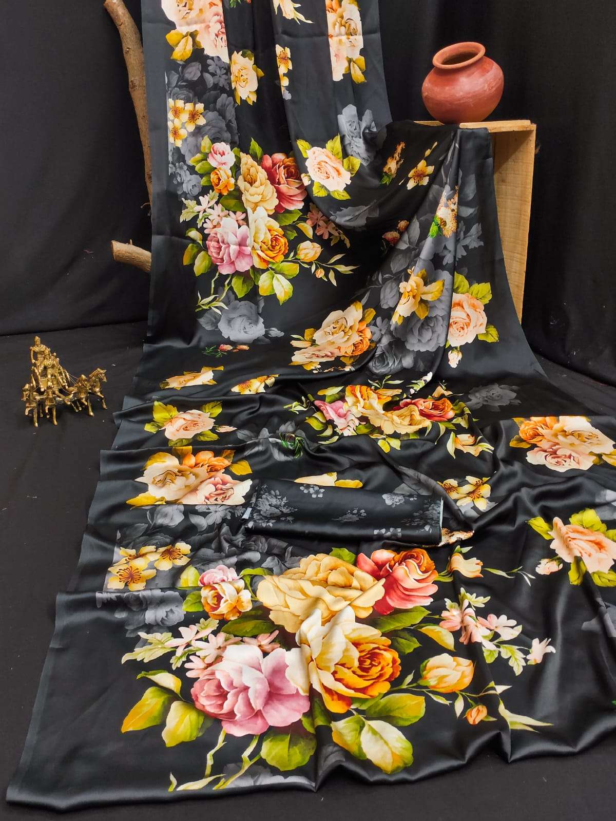 ORIGINAL JAPAN SATIN DIGITAL PRINT SAREE AT WHOLESALE PRICE