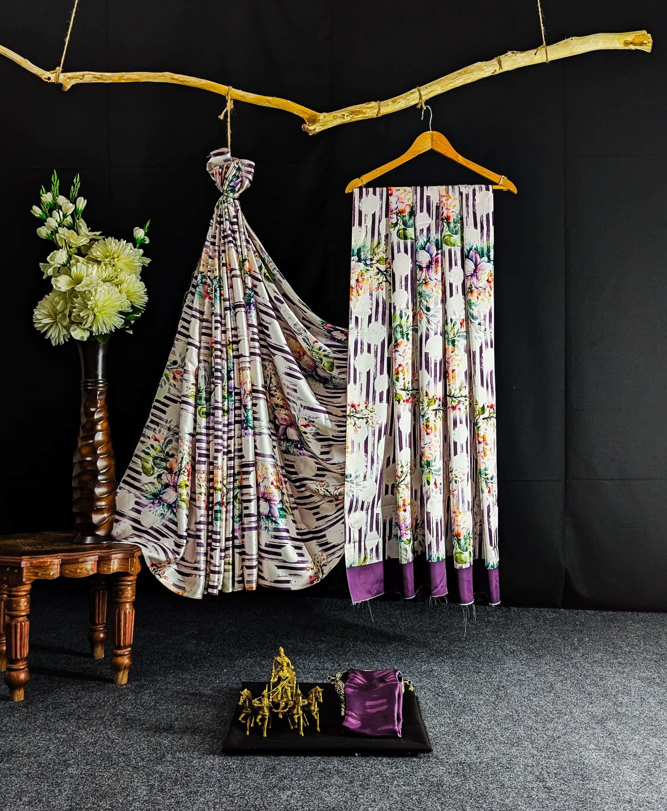 ORIGINAL JAPAN SATIN DIGITAL PRINT SAREE AT WHOLESALE PRICE