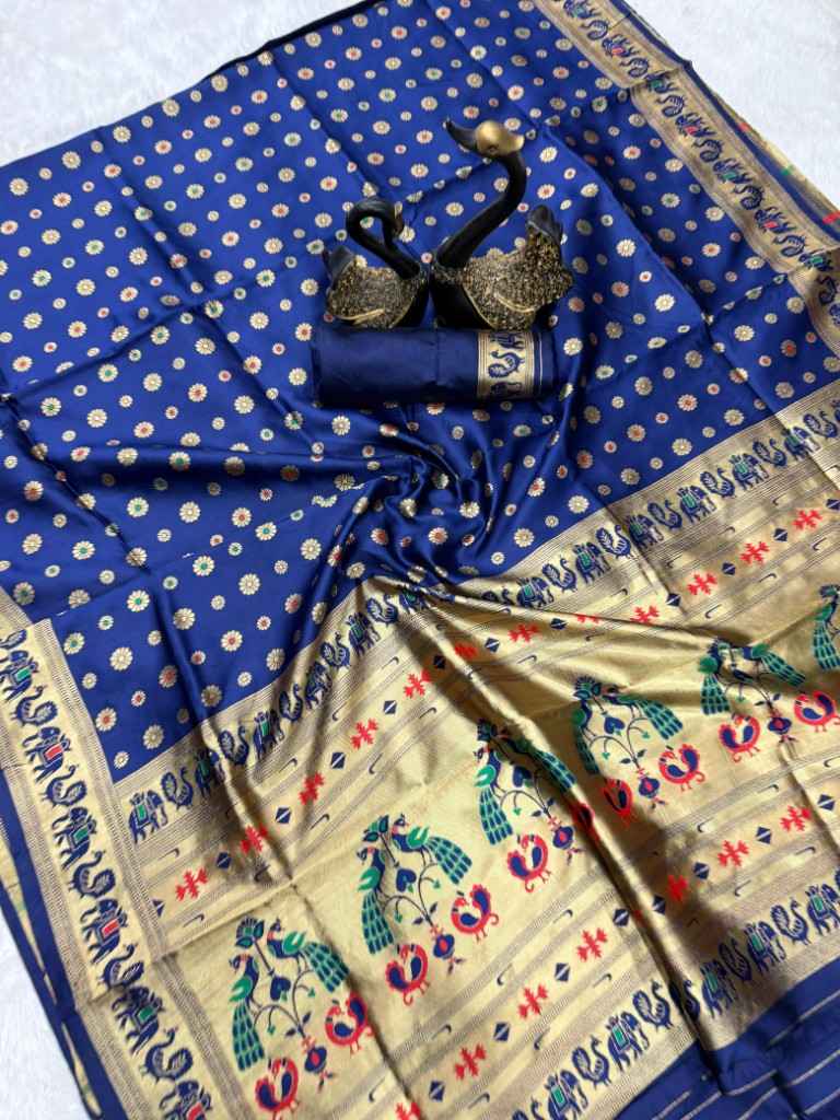 PAITHANI SILK GOLD ZARI MEENAKARI MOTIFS SAREE AT WHOLESALE PRICE